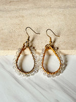 Gold Vermeil Wire Wrapped Earrings - Clear Tear Drop | Ulka Rocks