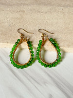 Gold Vermeil Wire Wrapped Earrings - Green | Ulka Rocks