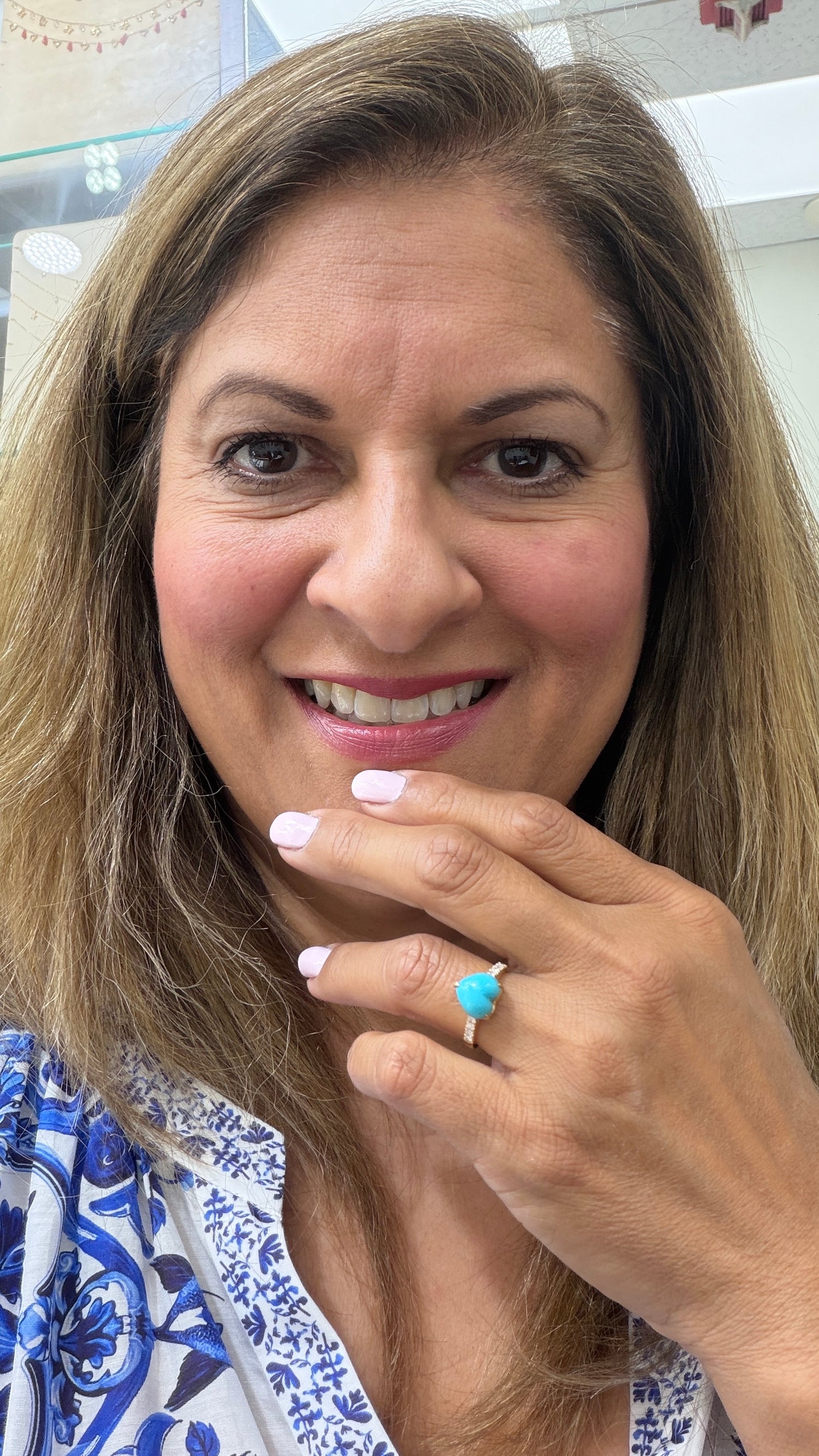 18k Yellow Gold Ring With Sleeping Beauty Turquoise Size 7