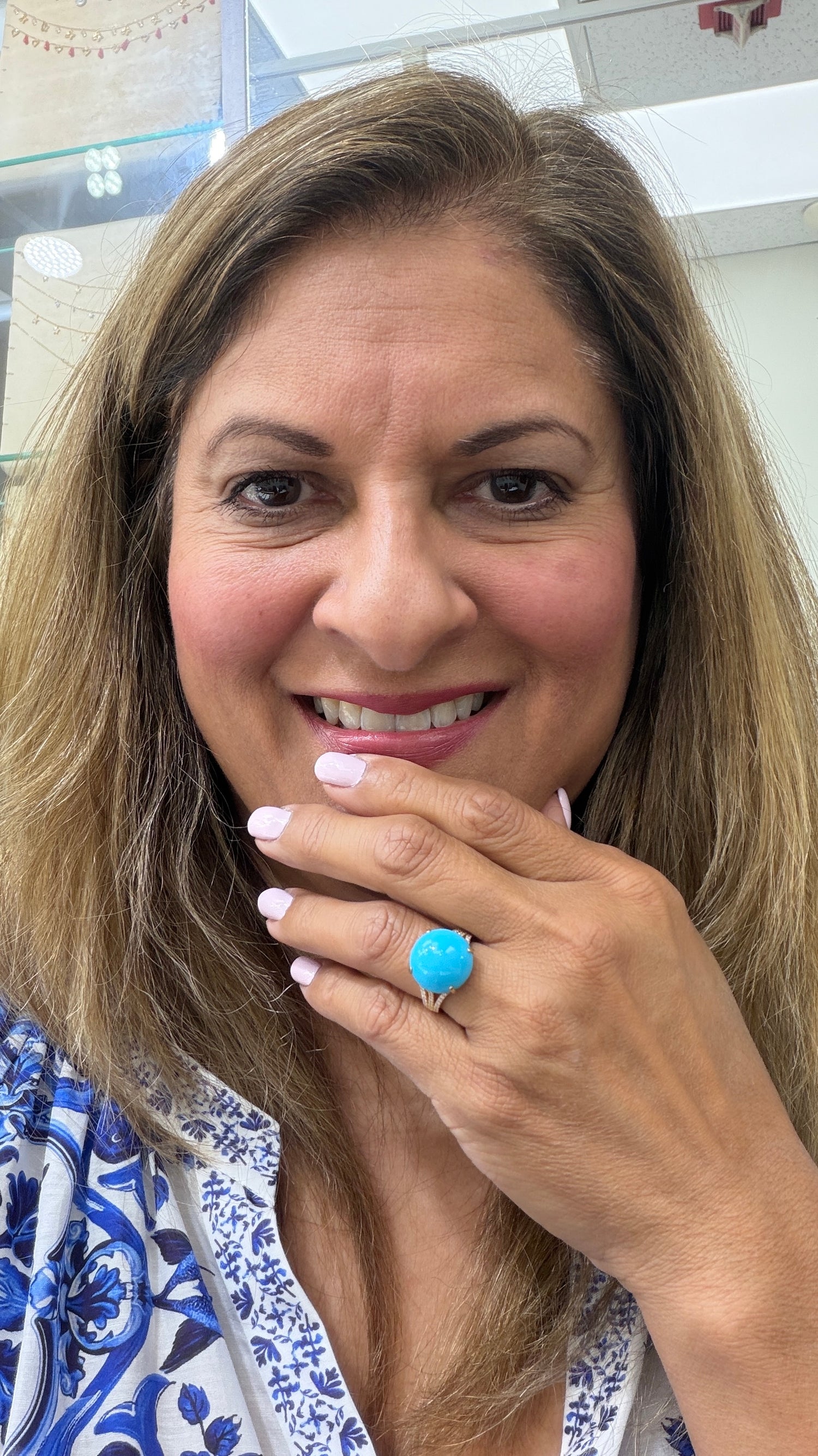 14k Yellow Gold Ring With Sleeping Beauty Turquoise Size 7