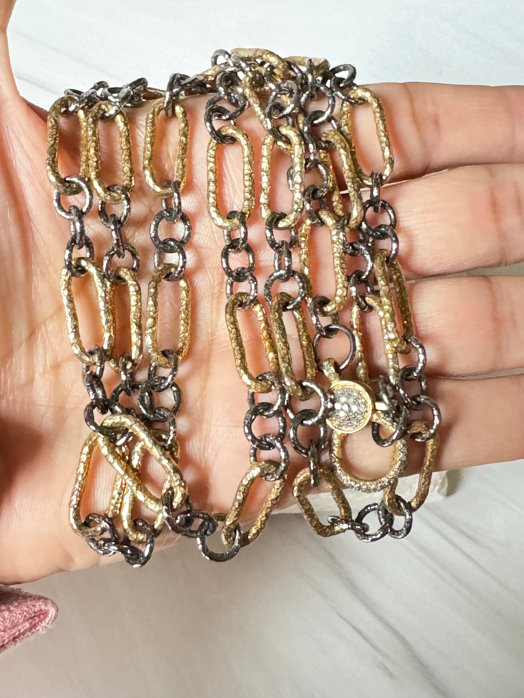 Mixed Metal Necklace with Pave Diamond Clasp | Ulka Rocks