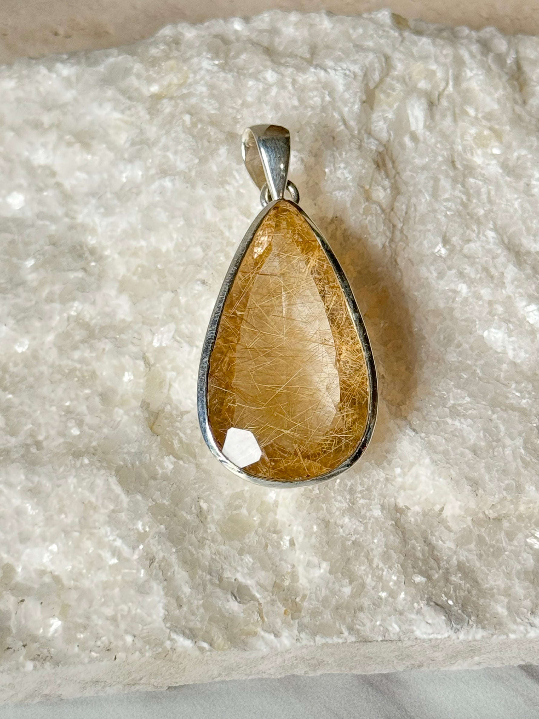 Golden Rutile Orange Quartz Pendant | Ulka Rocks