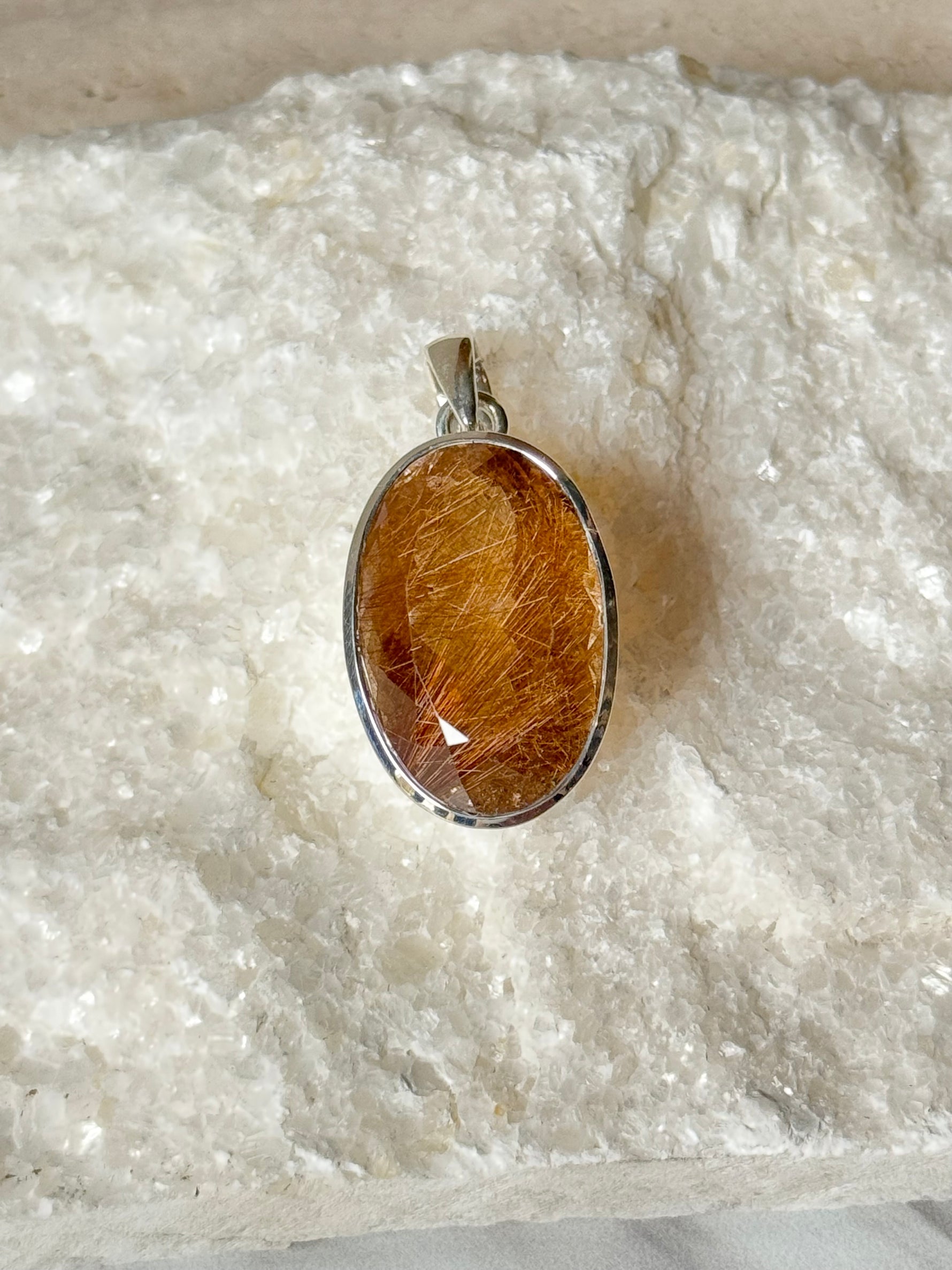 Golden Rutile Orange Quartz Pendant | Ulka Rocks