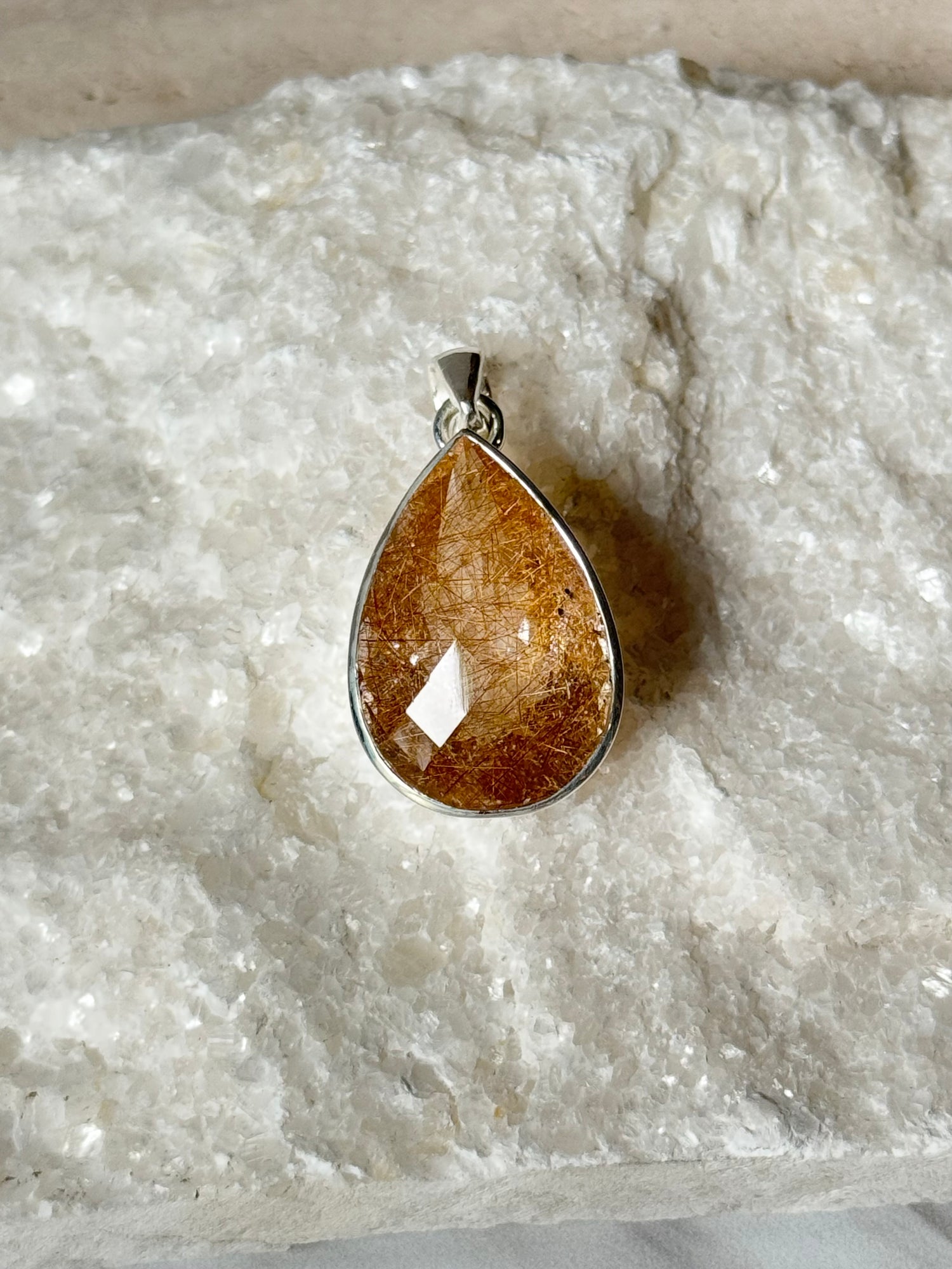 Golden Rutile Orange Quartz Pendant | Ulka Rocks