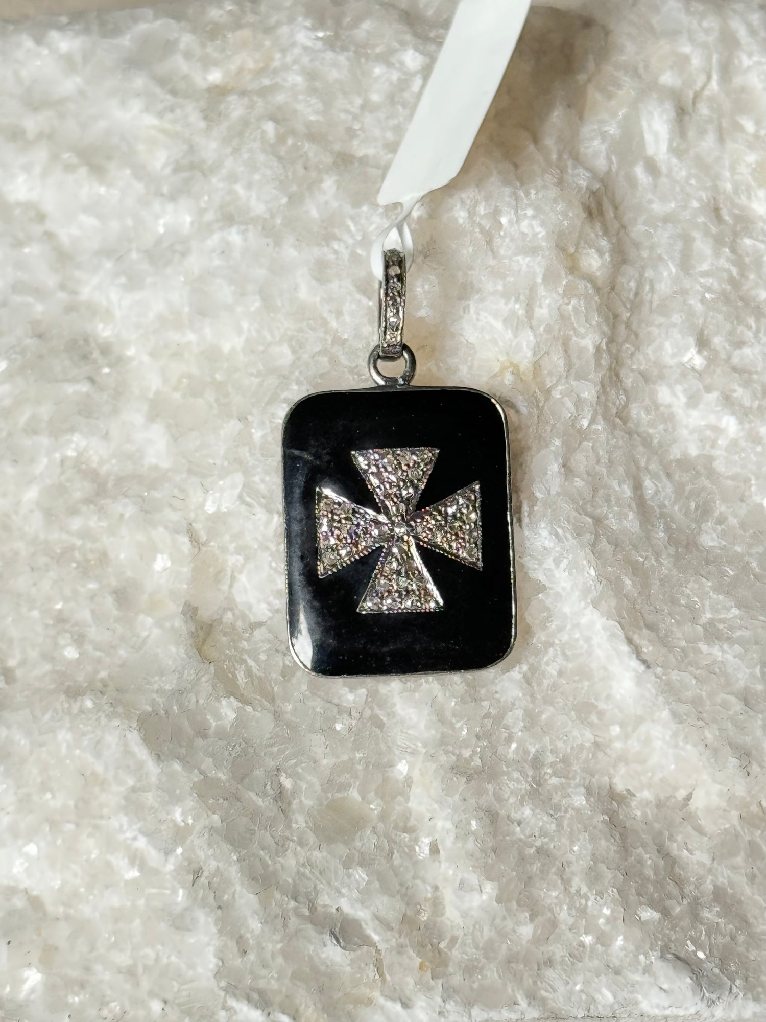 Pave Diamond Enamel Cross Pendant | Ulka Rocks