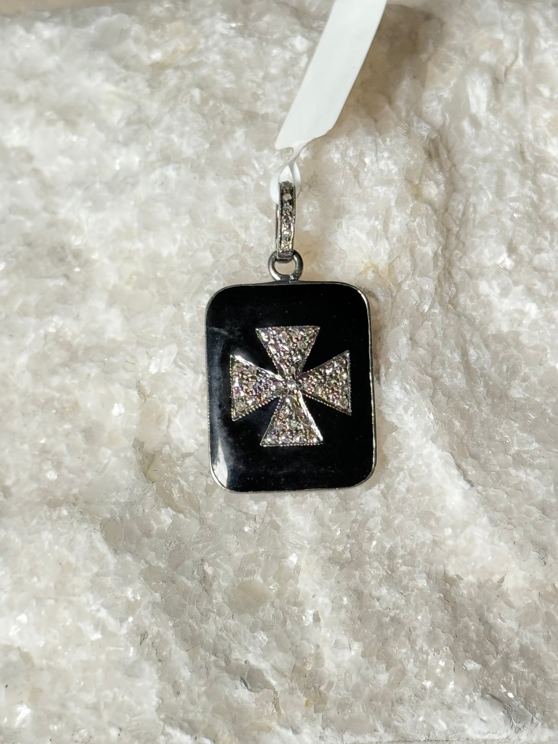 Pave Diamond Enamel Cross Pendant | Ulka Rocks