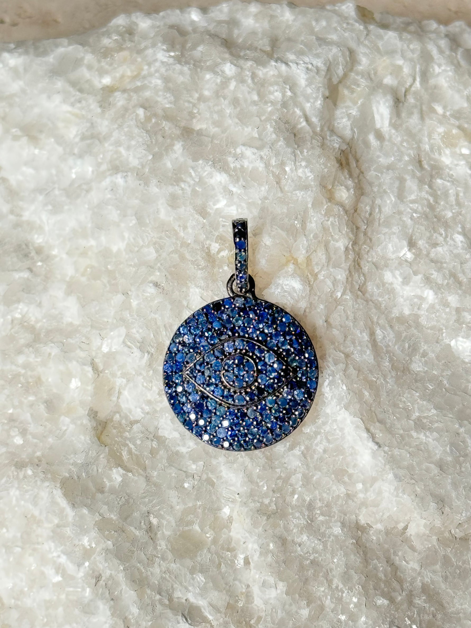 Blue Pave Blue Sapphire Evil Eye Pendant | Ulka Rocks