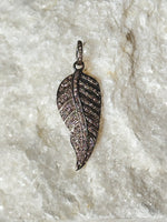 Pave Diamond Feather Pendant | Ulka Rocks