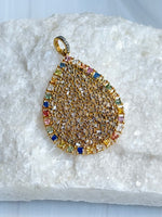 Multi-colored Pink Sapphire and Diamond Baguette Pendant | Ulka Rocks