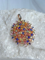 Multi-colored Orange Sapphire and Diamond Pendant | Ulka Rocks