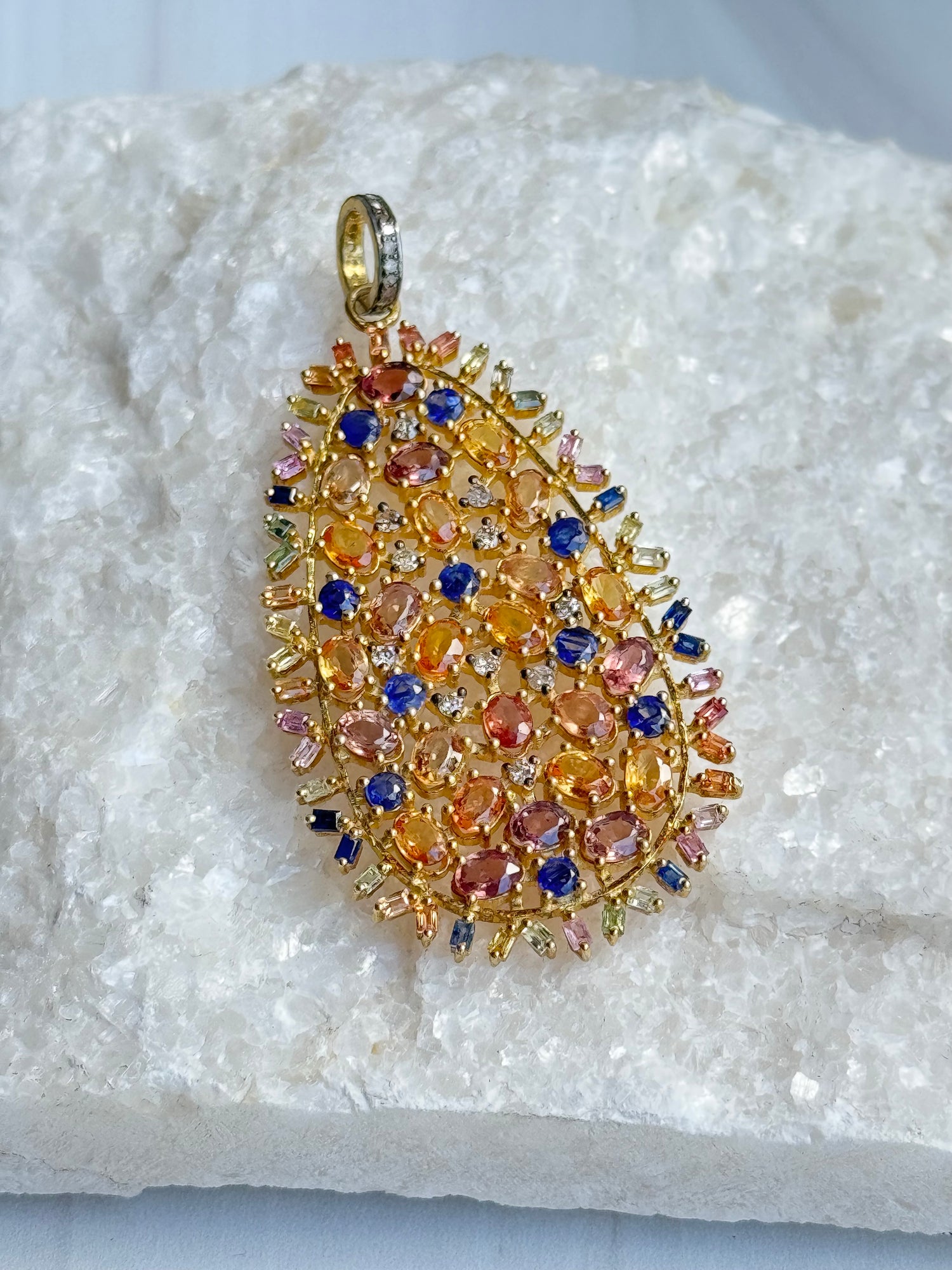 Multi-colored Pink Sapphire Pendant | Ulka Rocks