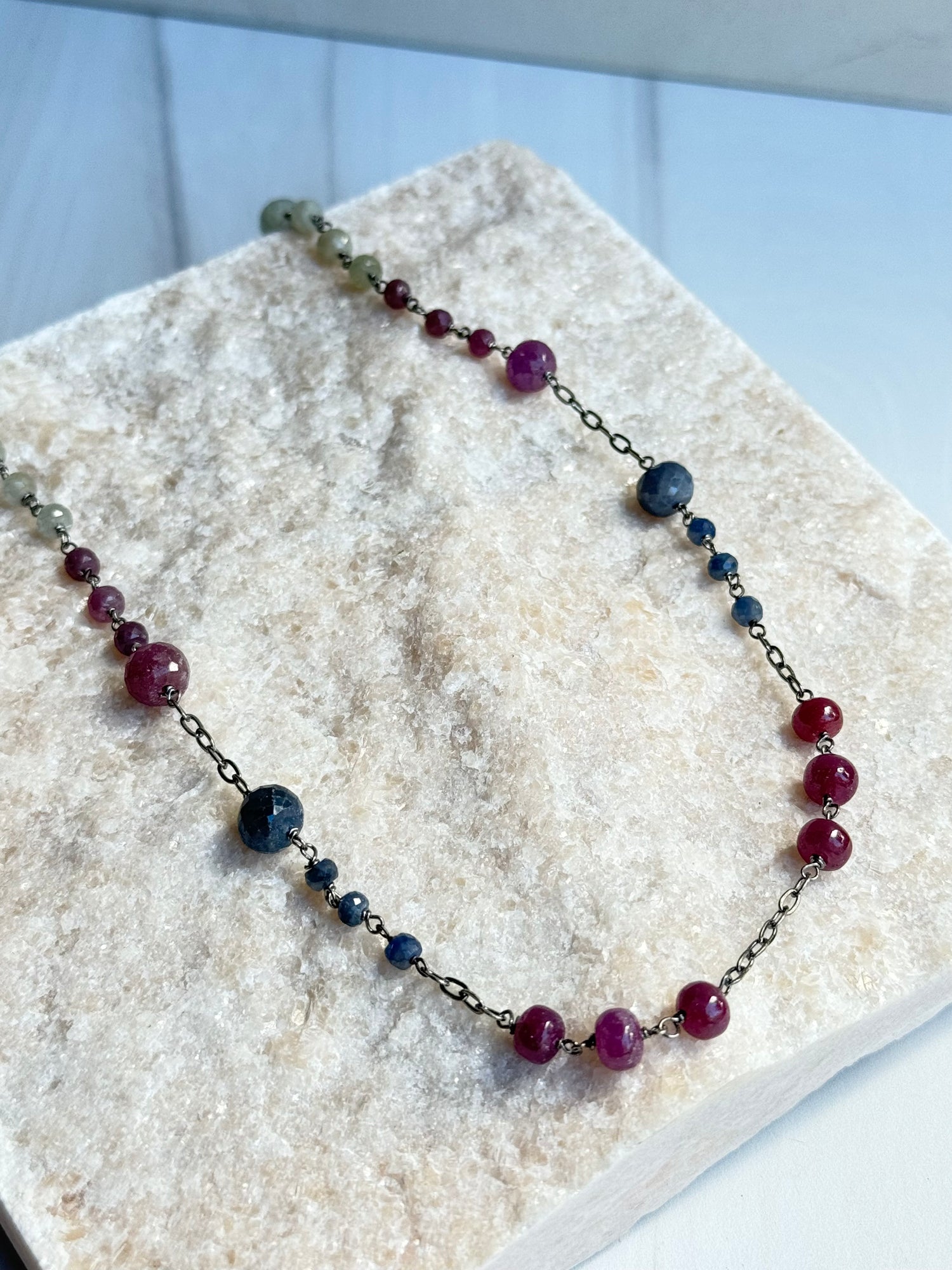 Creamy Red Sapphire Chain Necklace | Ulka Rocks