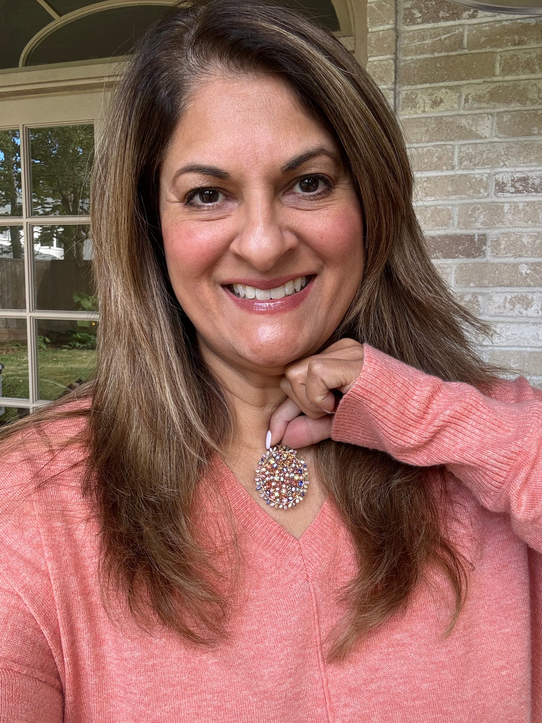 Multi-colored Orange Sapphire and Diamond Pendant | Ulka Rocks