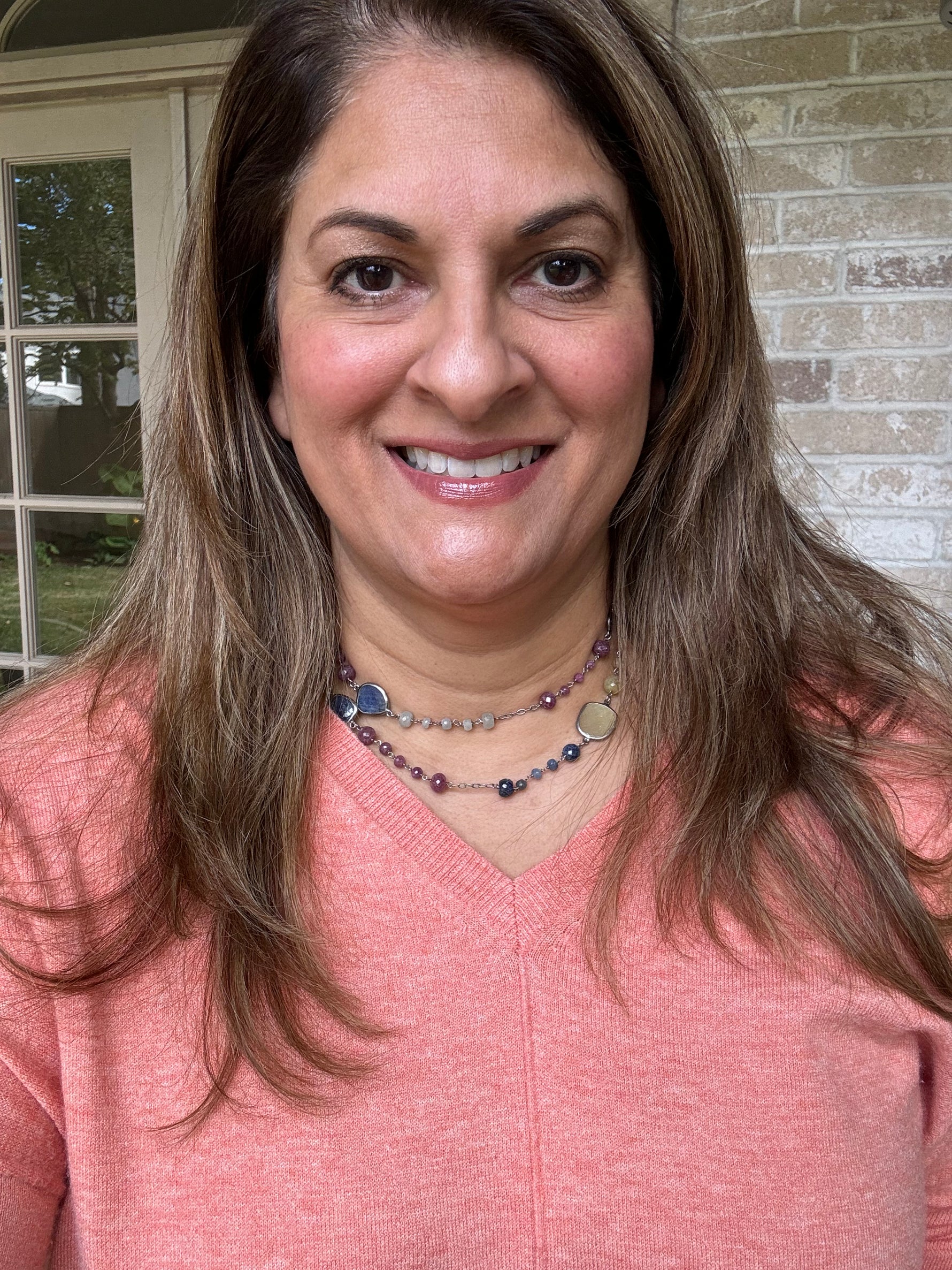 Creamy Pink Sapphire Chain Necklace | Ulka Rocks