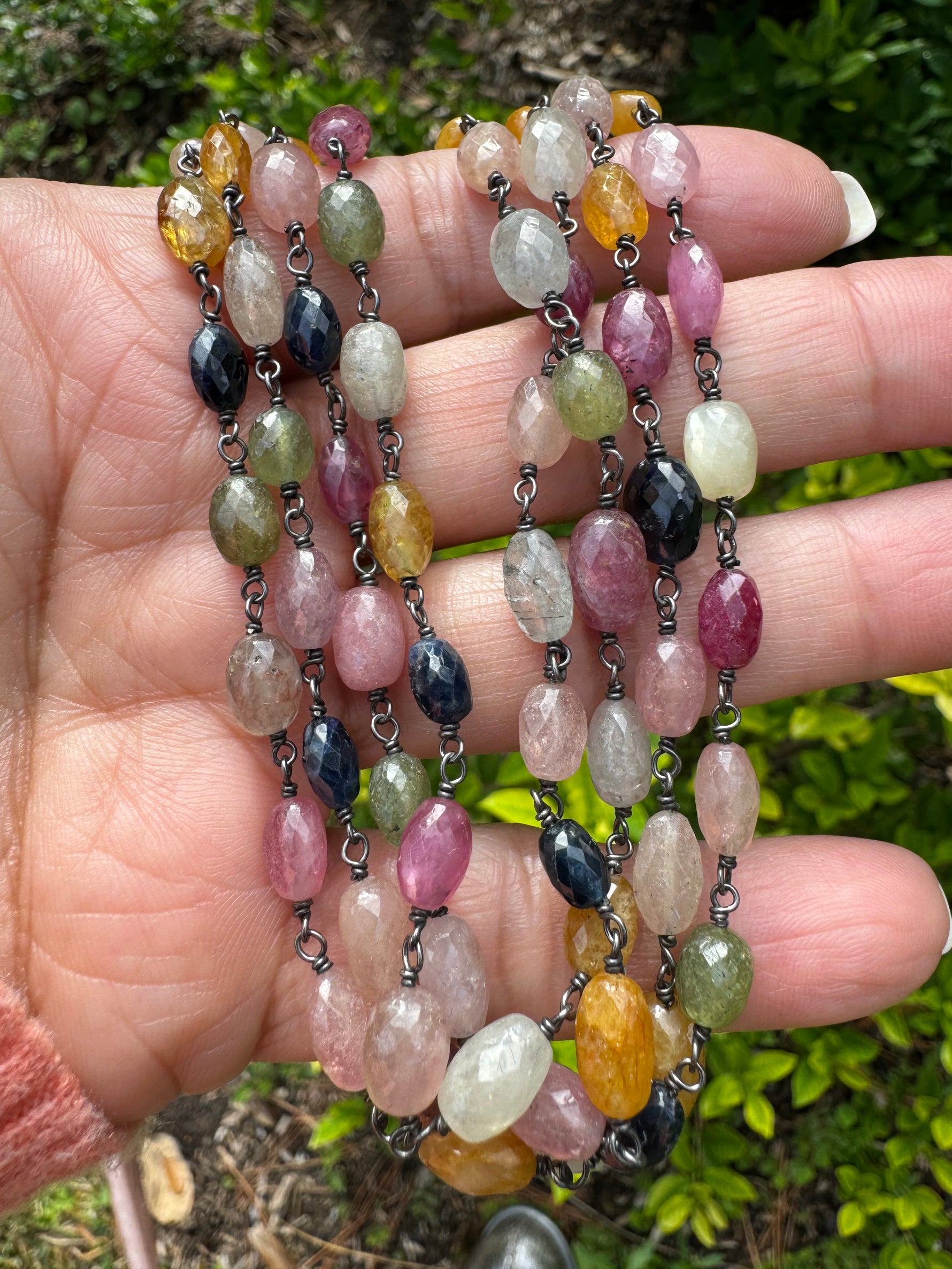 Creamy Pink Sapphire Small Nugget Chain Necklace | Ulka Rocks