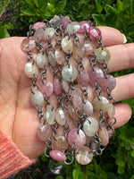 Umba Pastel Pink Sapphire Chain Necklace | Ulka Rocks