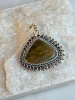 Green Brown Labradorite Sterling Silver Pendant | Ulka Rocks