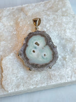 Light Green Gray Druzy Sterling Silver Pendant | Ulka Rocks