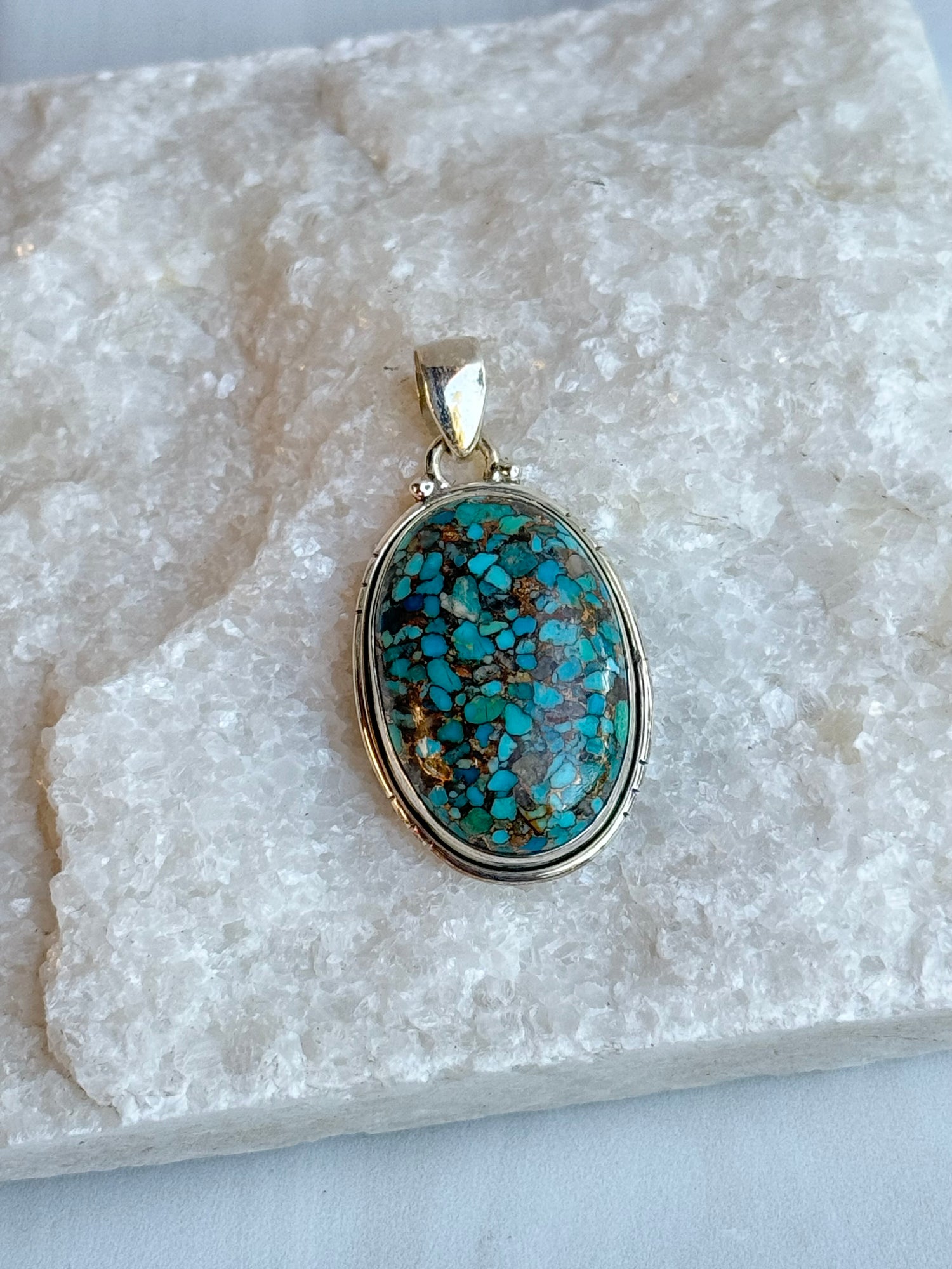 Brown Turquoise Mohave Sterling Silver Pendant | Ulka Rocks