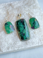 Bundle: Green Ruby Zoisite Pendant and Earrings | Ulka Rocks