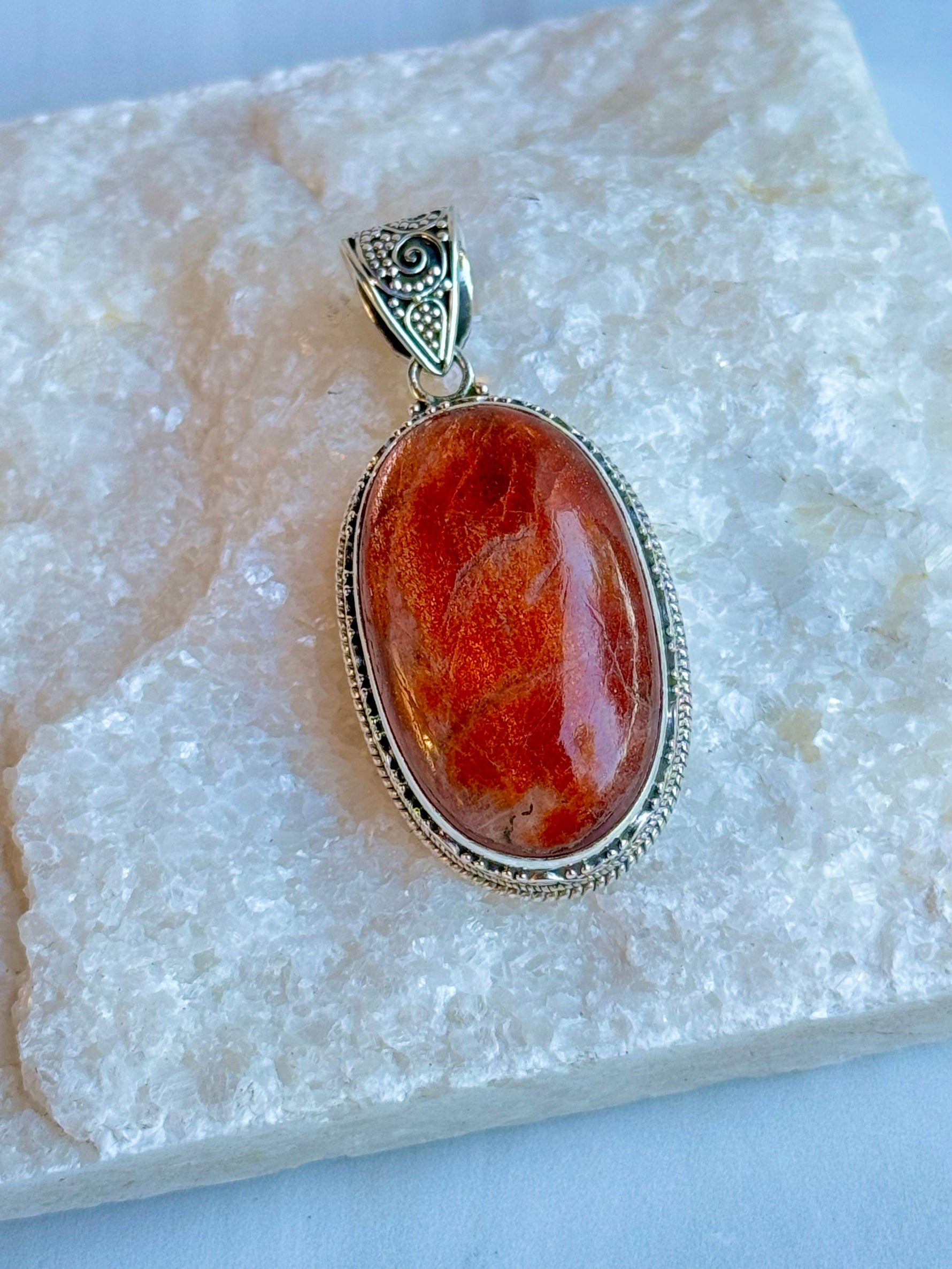 Sterling Silver Sunstone Pendant | Ulka Rocks