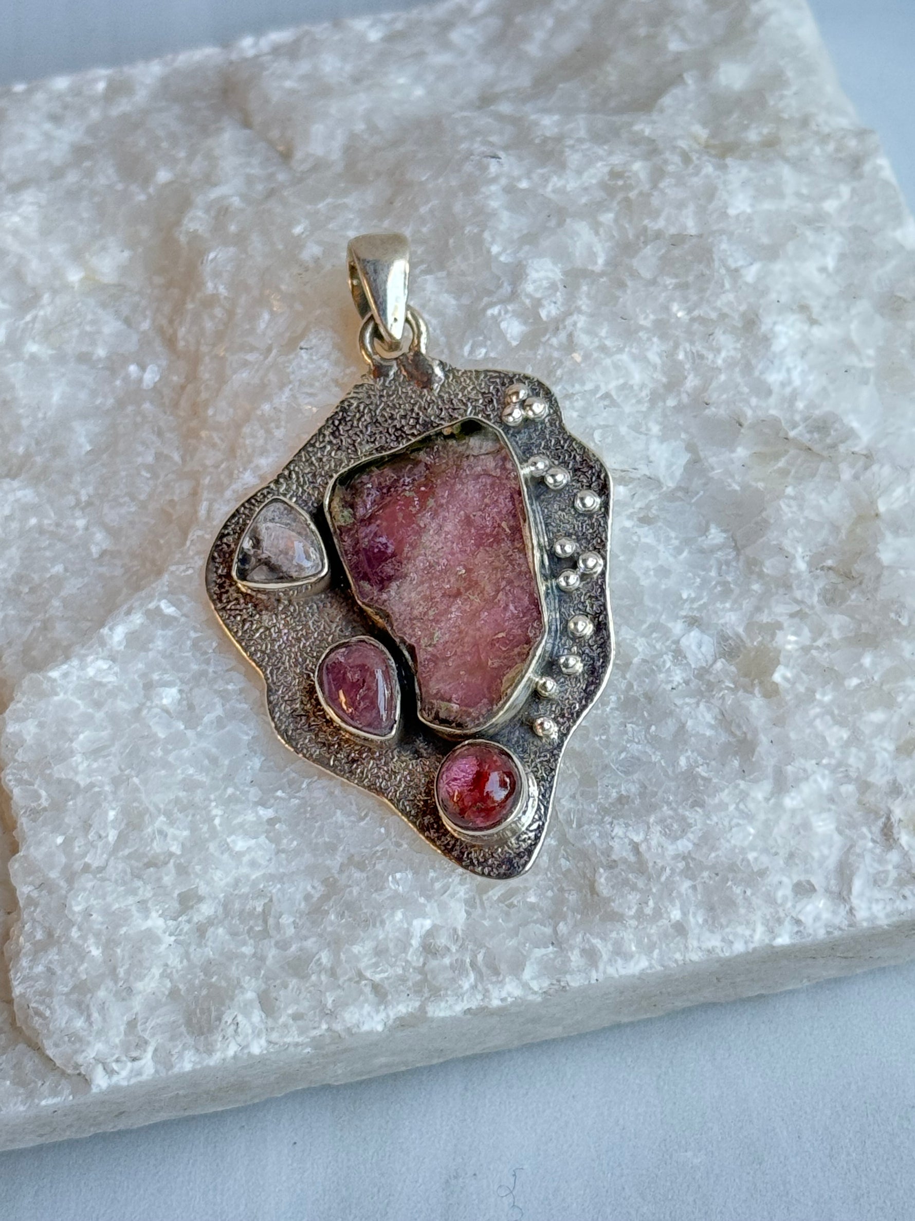 Sterling Silver Watermelon Tourmaline Pendants | Ulka Rocks