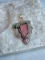 Sterling Silver Watermelon Tourmaline Pendants | Ulka Rocks