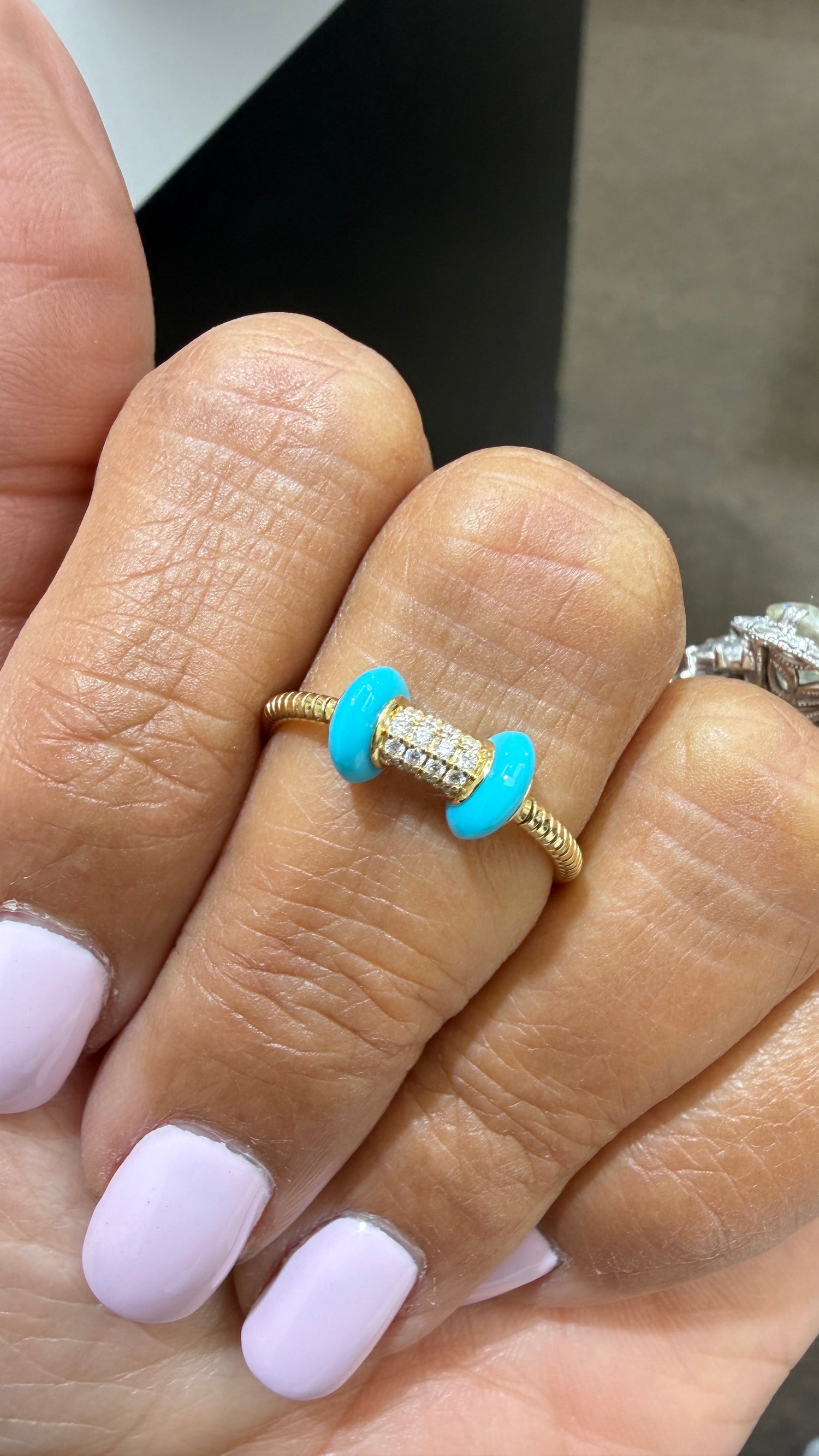 14k Yellow Gold Ring With Turquoise Size 6.6-8