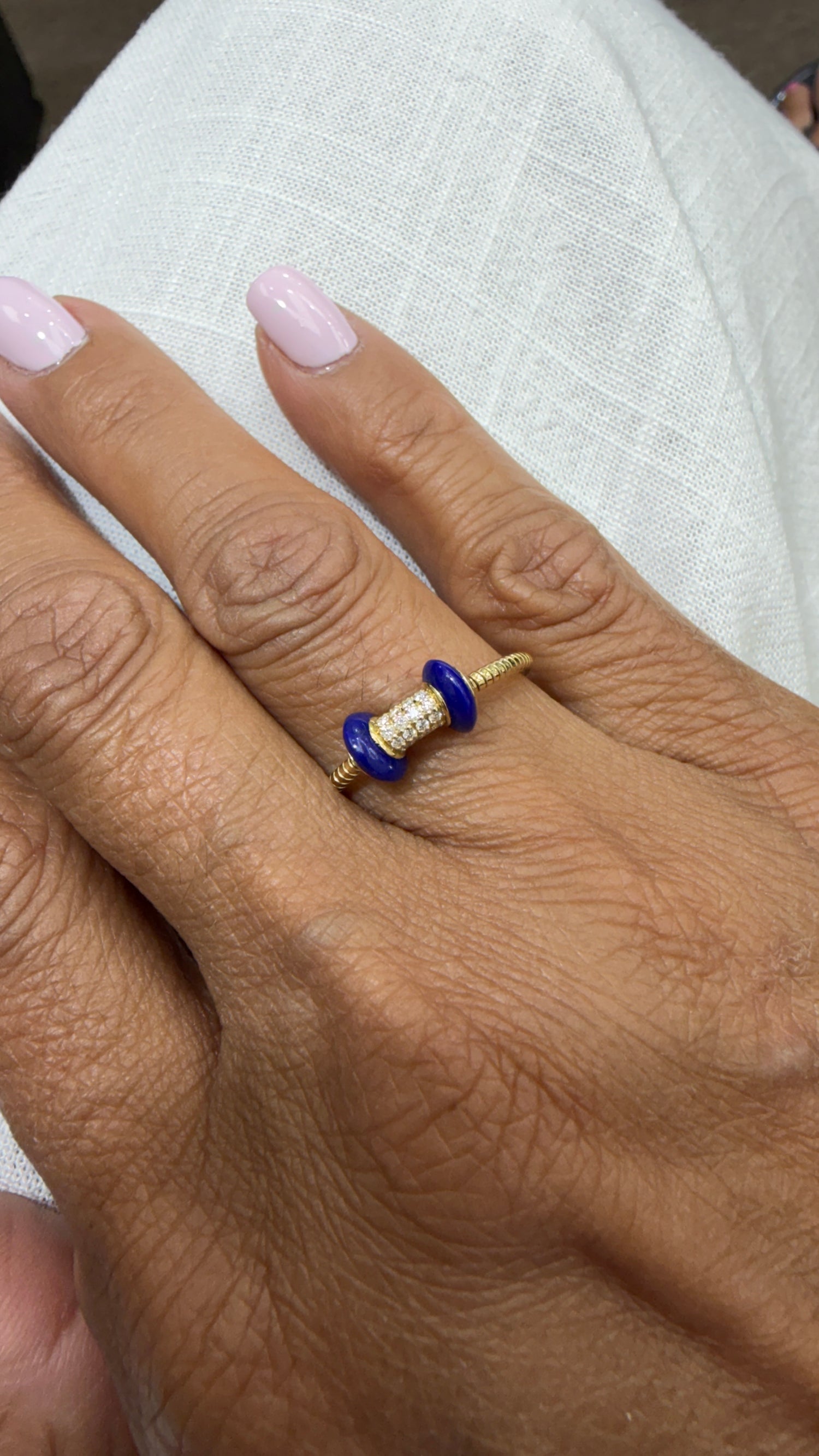 14k Yellow Gold Ring With Lapis Lazuli Size 6.5-8