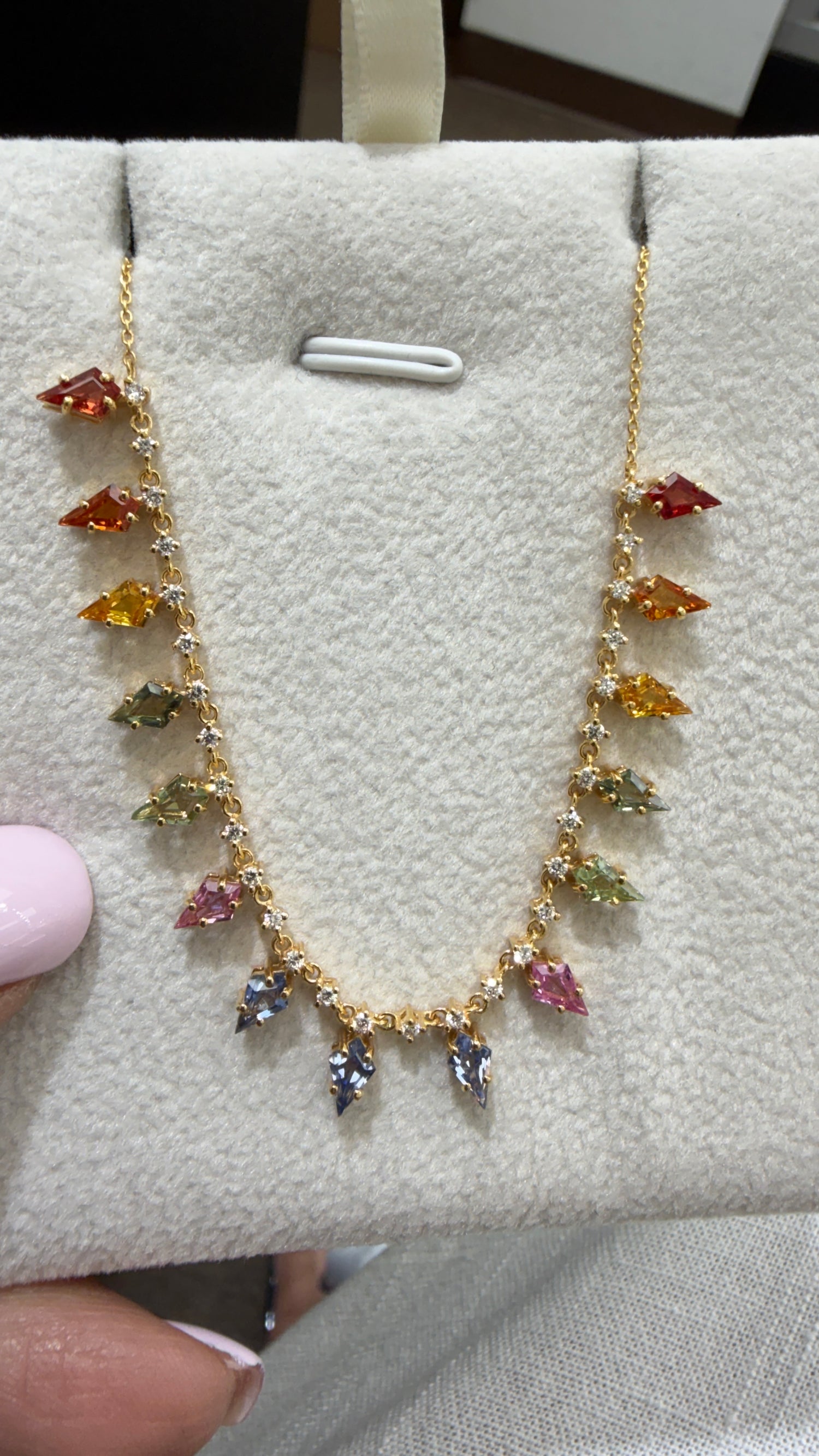 18k Yellow Gold Necklace With Sapphire 16-18 inches