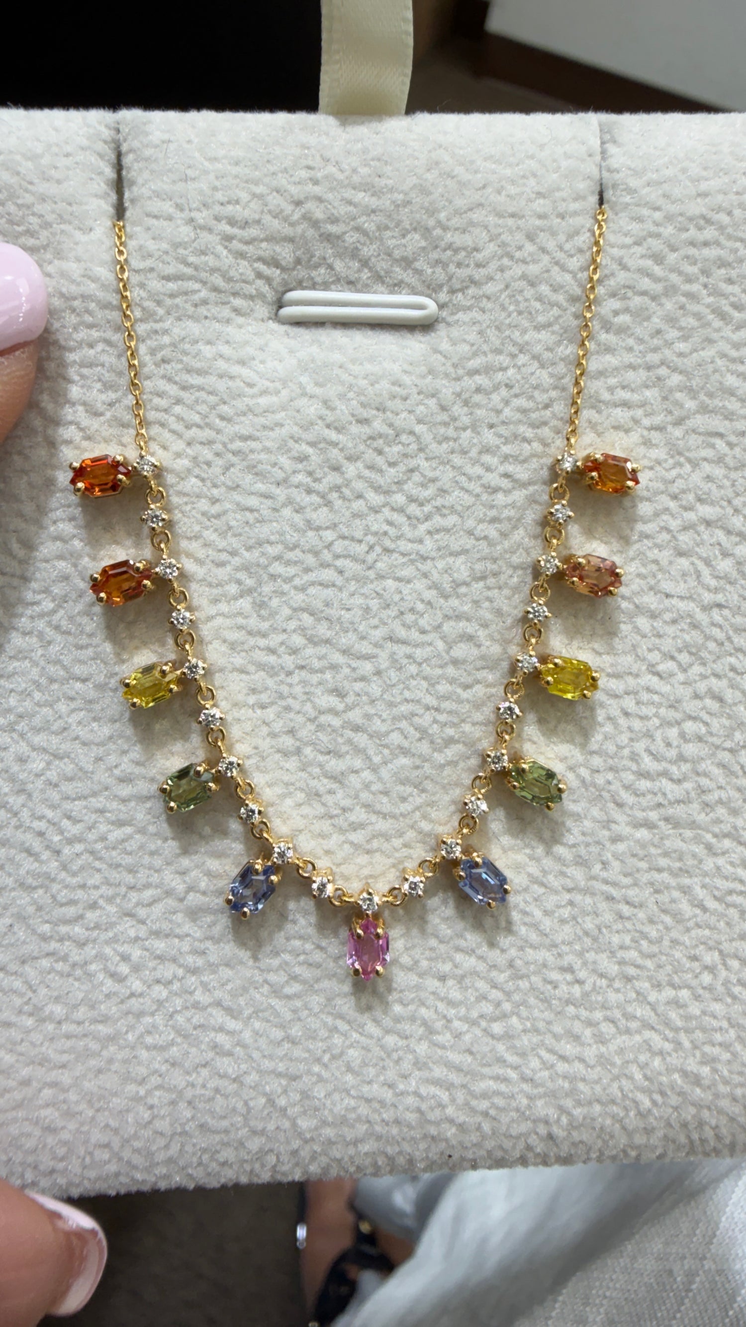 18k Yellow Gold Necklace With Sapphire 18 inches
