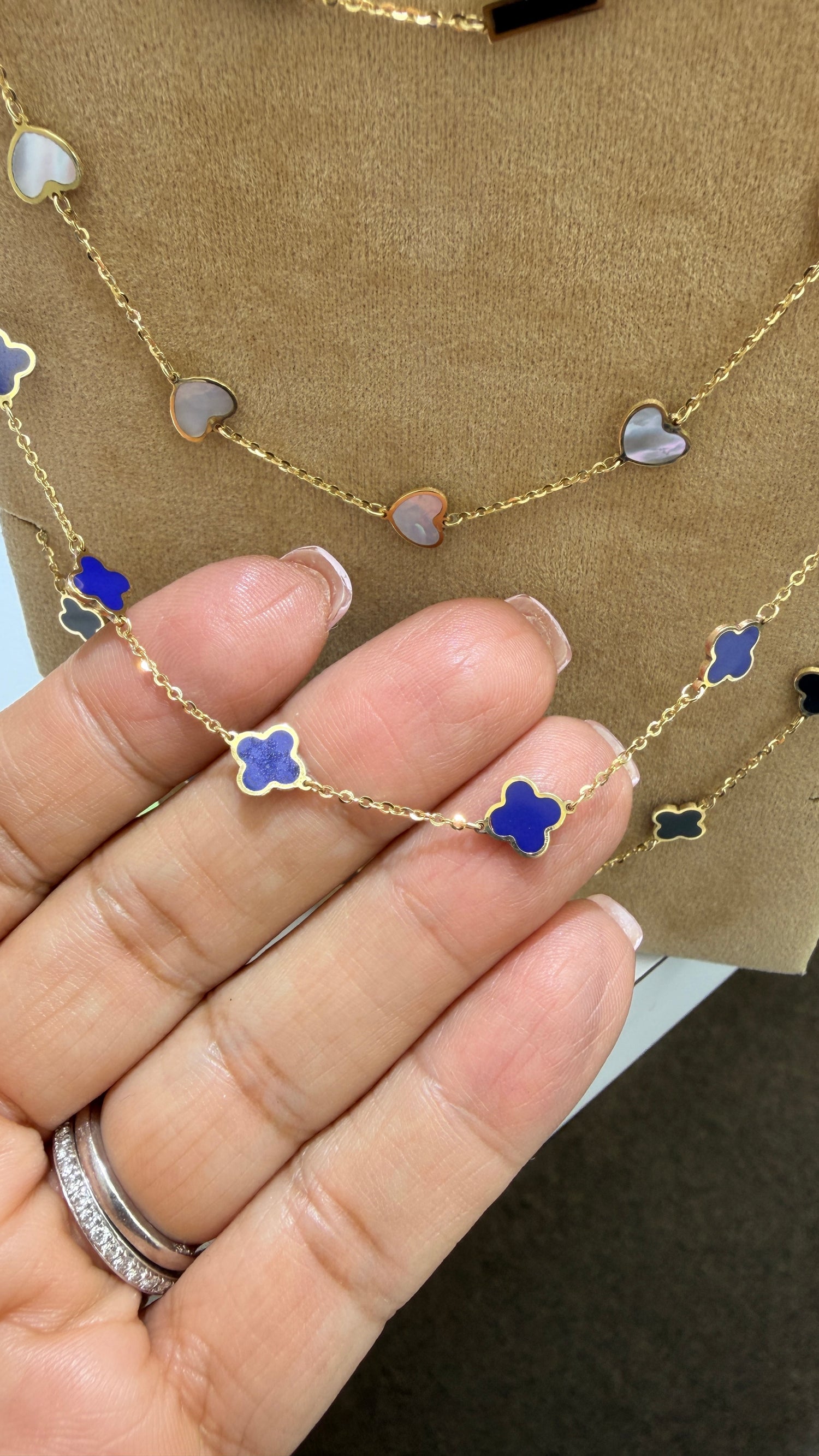 14k Yellow Gold Necklace With Lapis Lazuli 16-18 inches