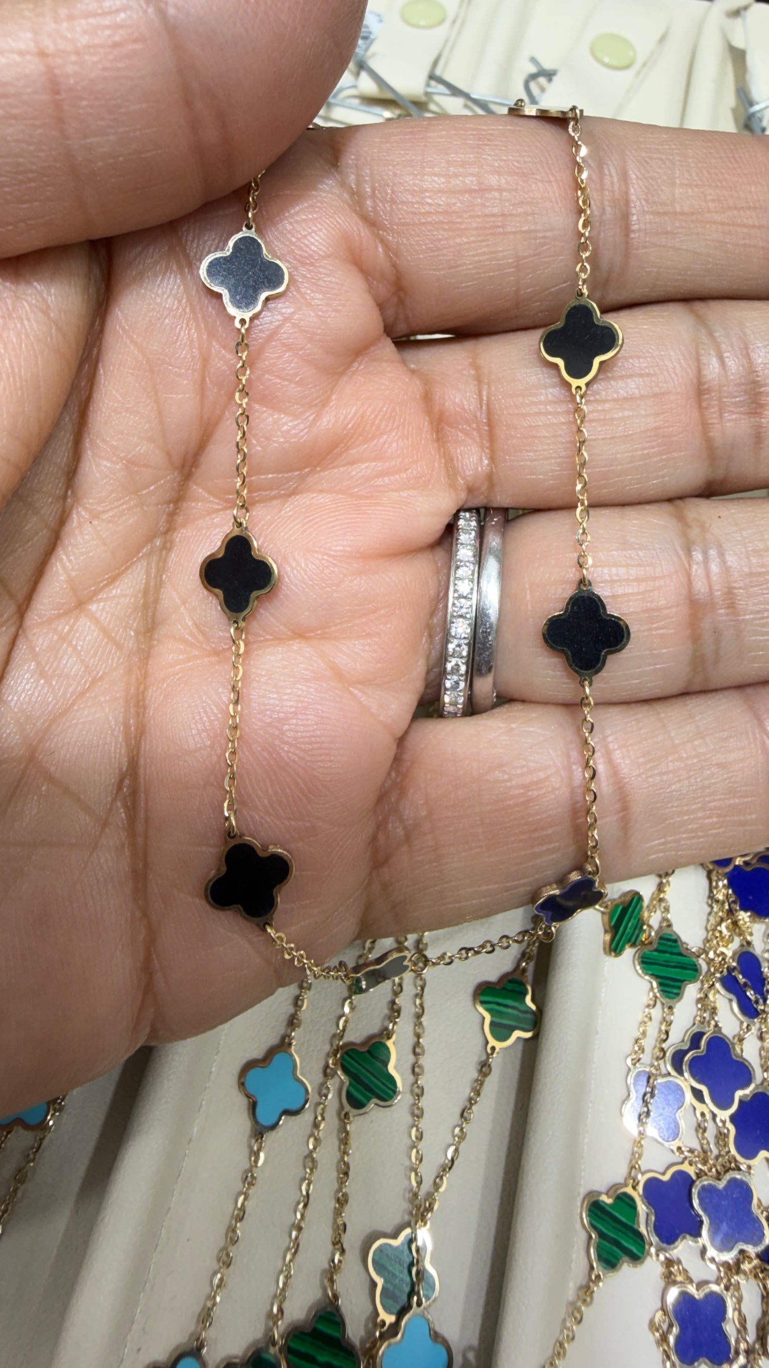 14k Yellow Gold Necklace With Onyx 16-18 inches