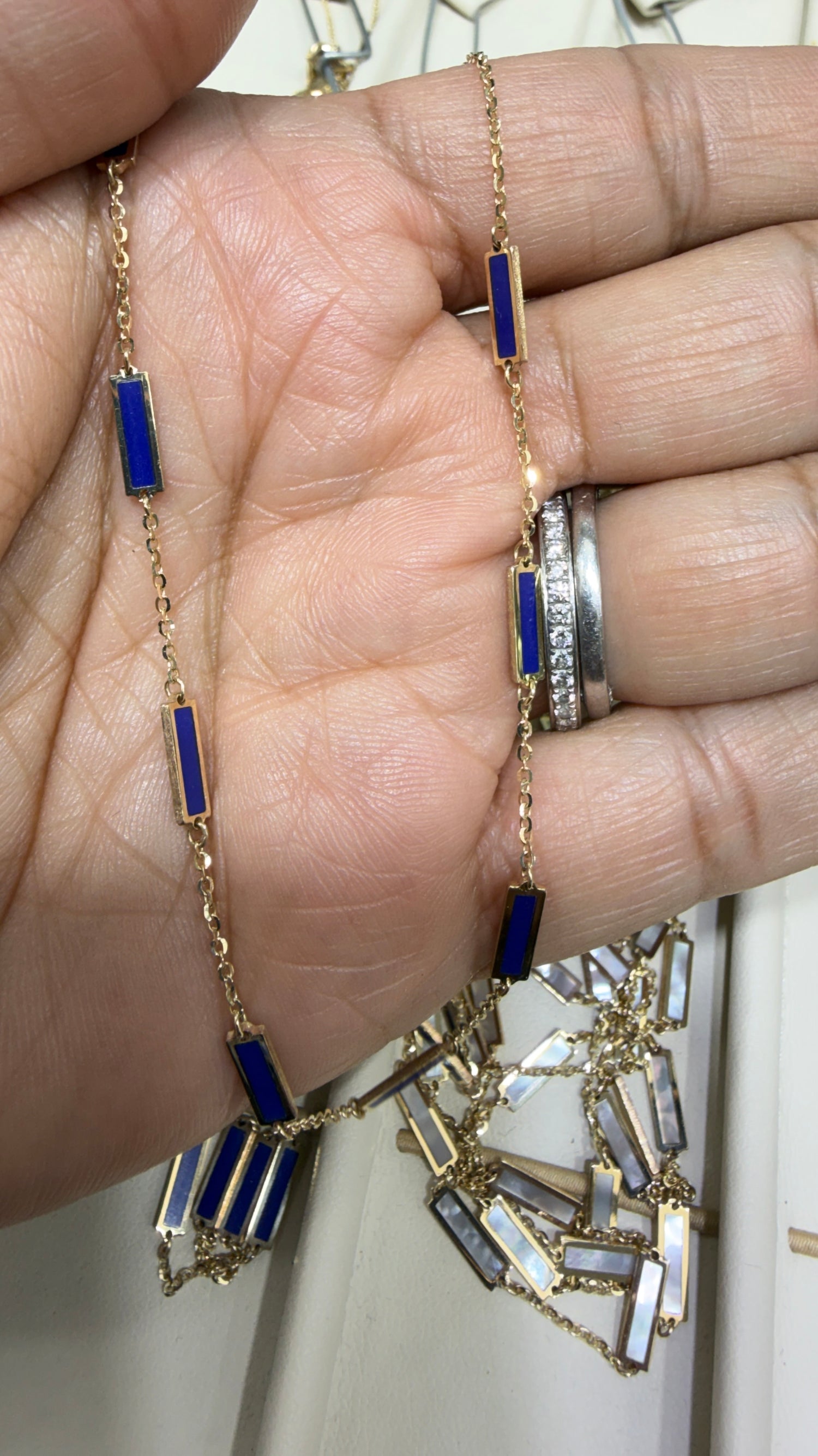 14k Yellow Gold Necklace With Lapis Lazuli 16-18 inches