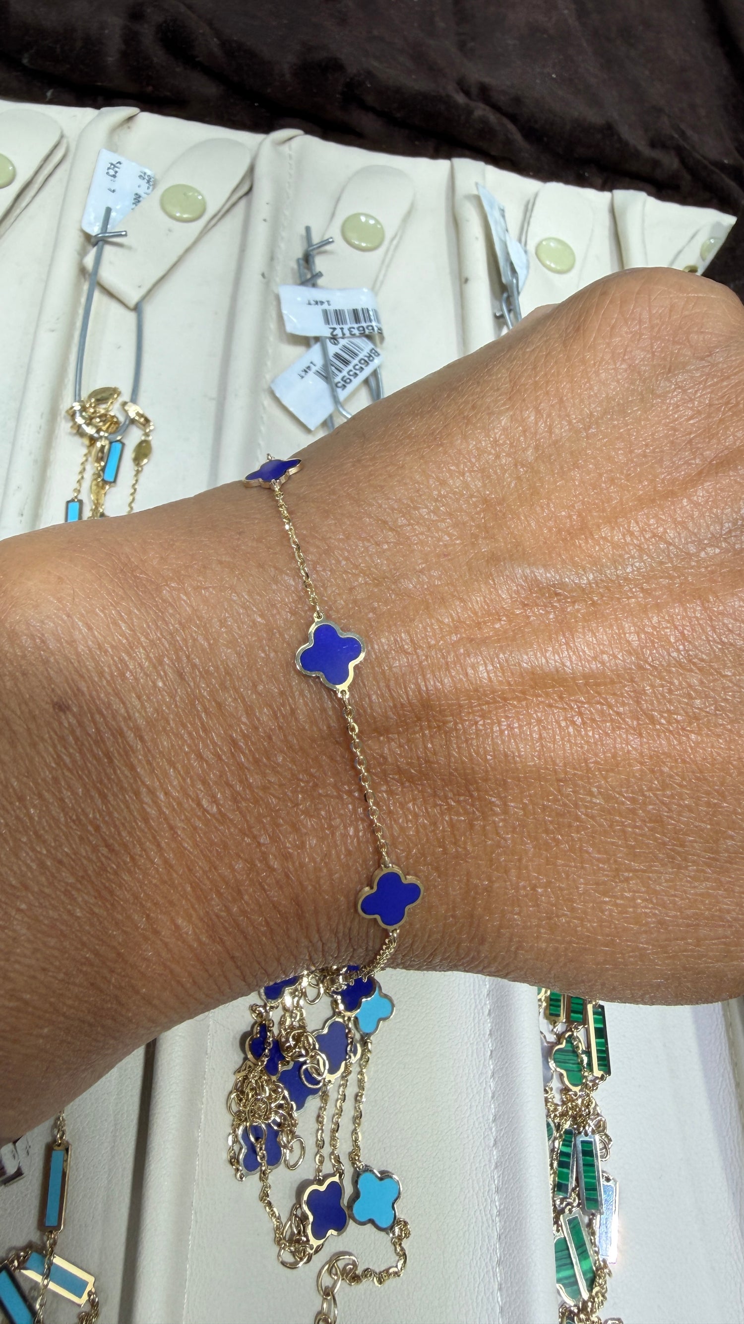 14k Yellow Gold Bracelet With Lapis Lazuli 6.5-7 inches
