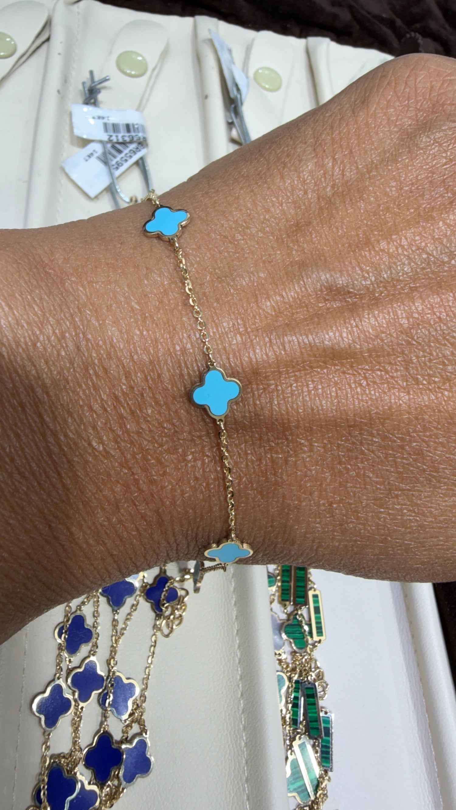 14k Yellow Gold Bracelet With Turquoise 6.5-7 inches