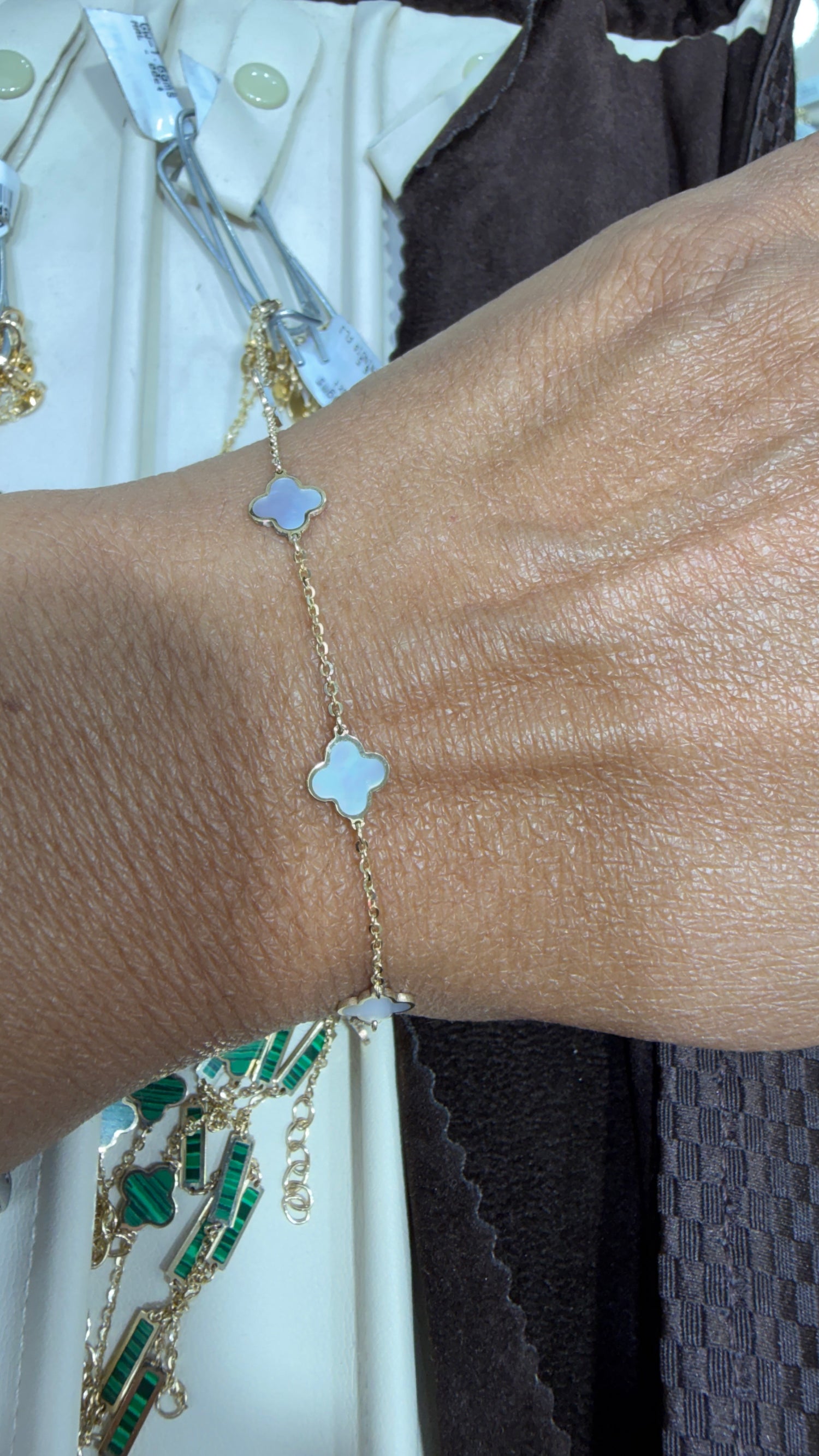 14k Yellow Gold Bracelet With Mother Of Pearl 6.5 - 7 inches