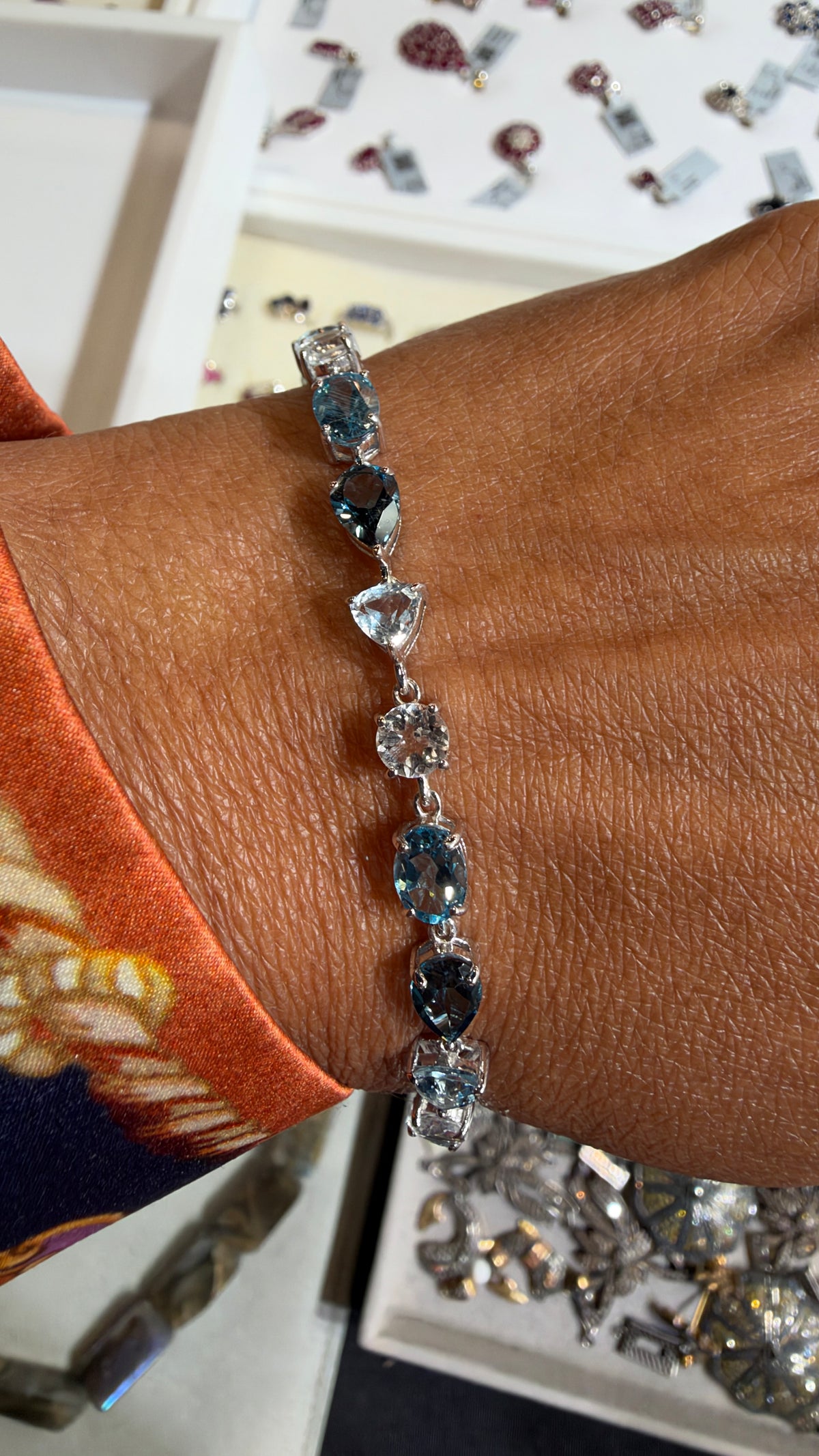 Sterling Silver Bracelet With Topaz