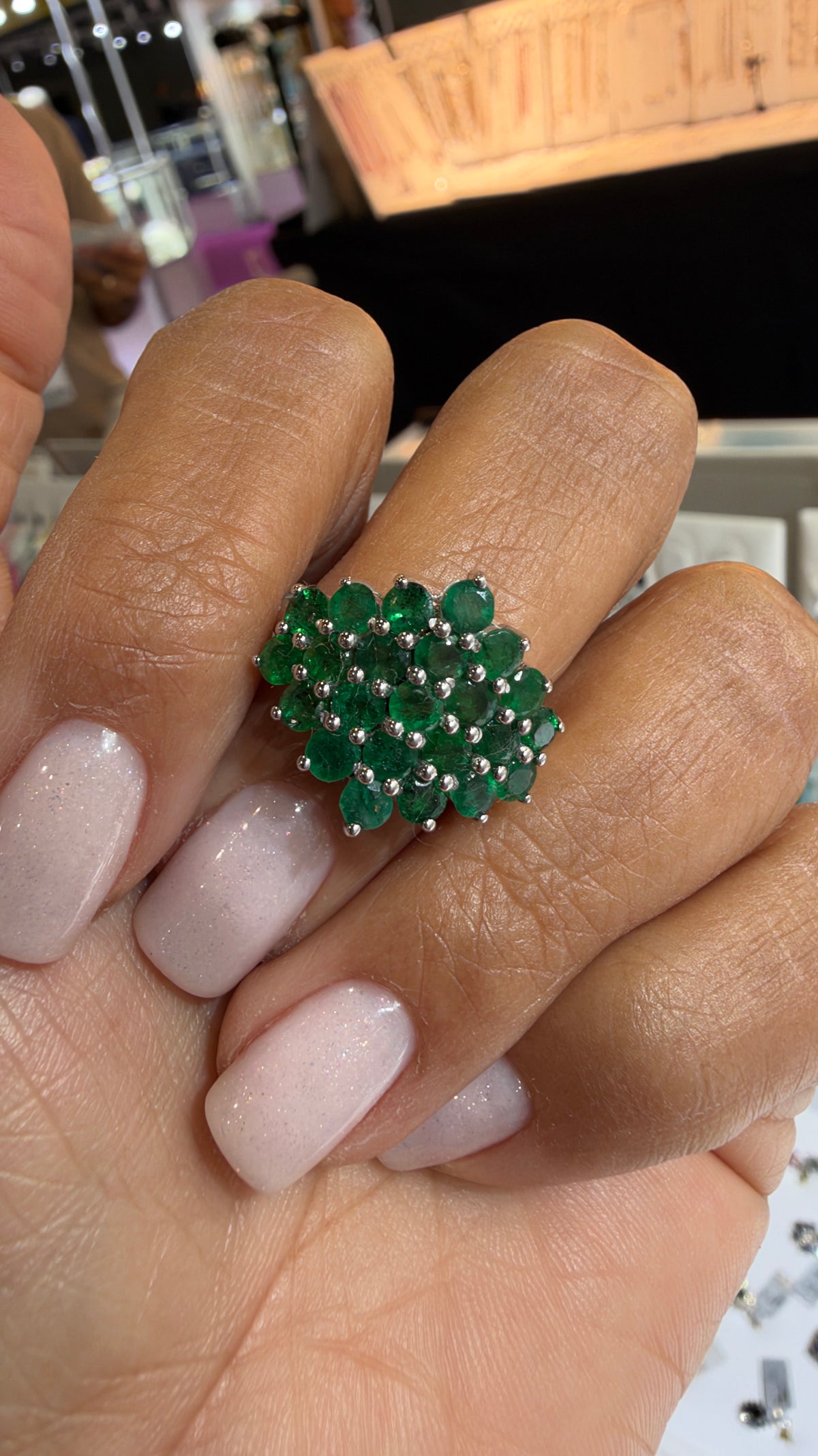 Sterling Silver Ring With Emerald Size 7
