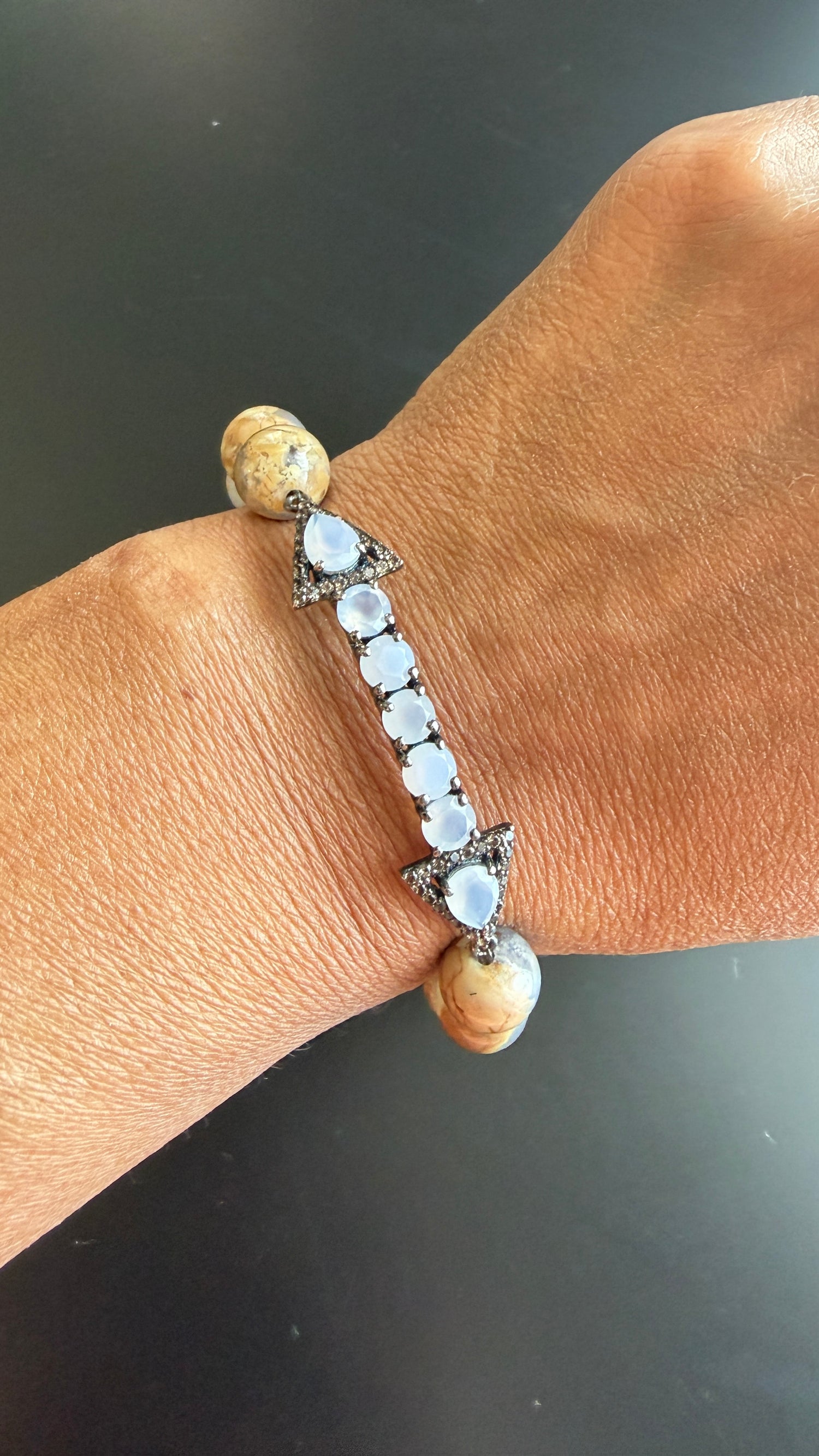 Sterling Silver Bracelet With Moonstone And Chalcedony