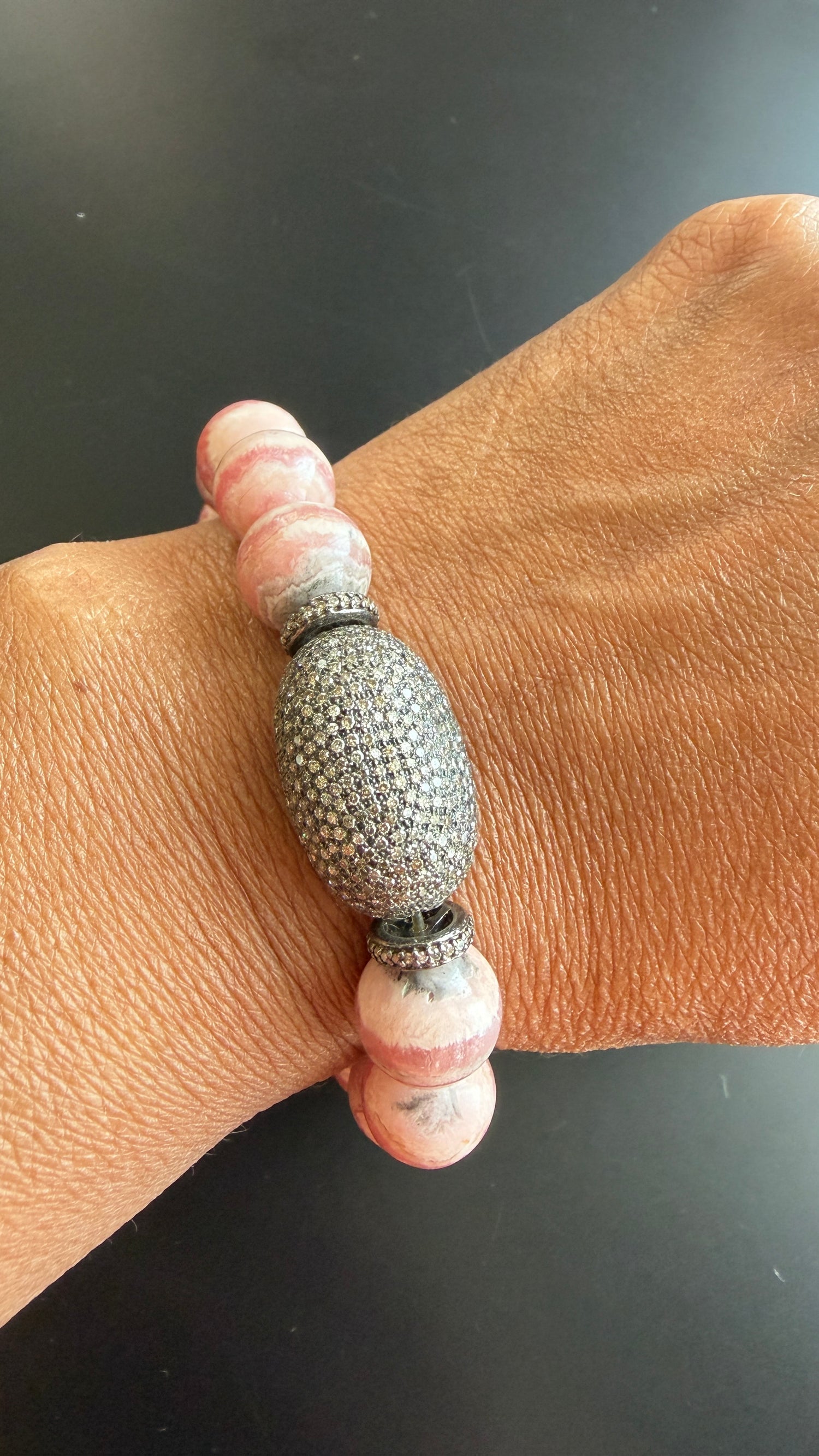 Sterling Silver Bracelet With Rhodochrosite