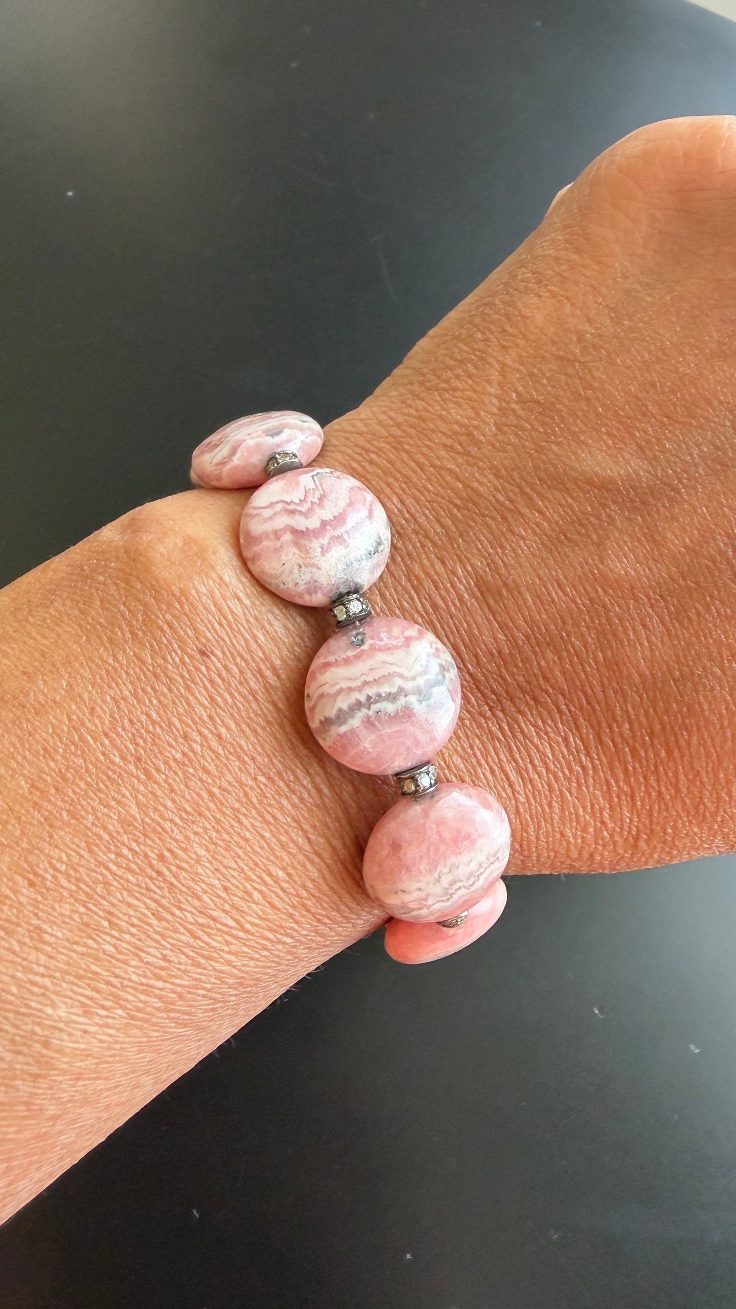 Sterling Silver Bracelet With Rhodochrosite