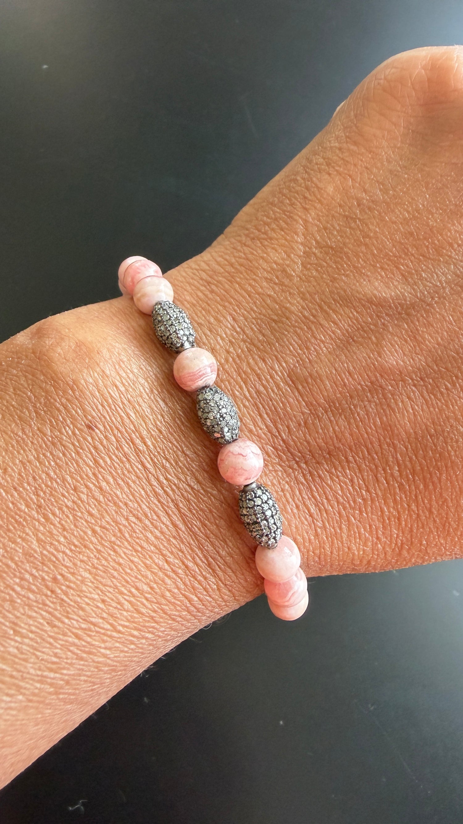 Sterling Silver Bracelet With Rhodochrosite
