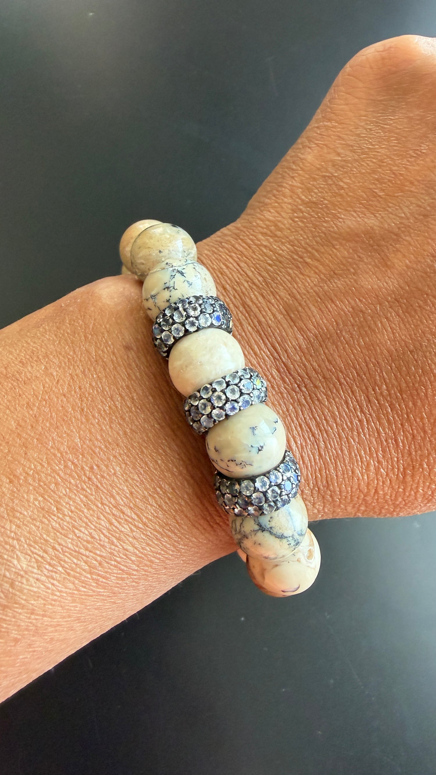 Sterling Silver Bracelet With Jasper And Moonstone