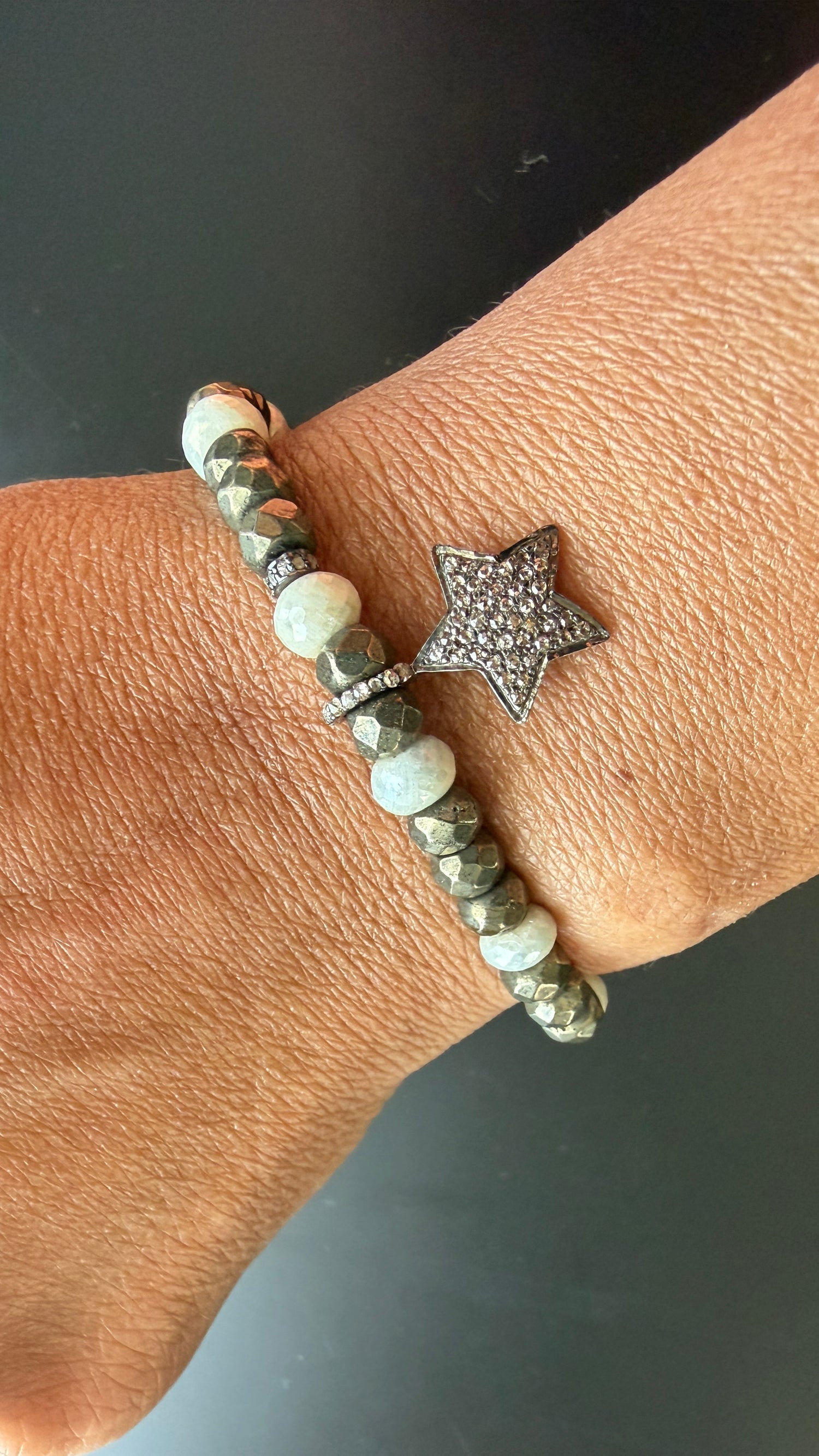 Sterling Silver Bracelet With Pyrite And Silverite