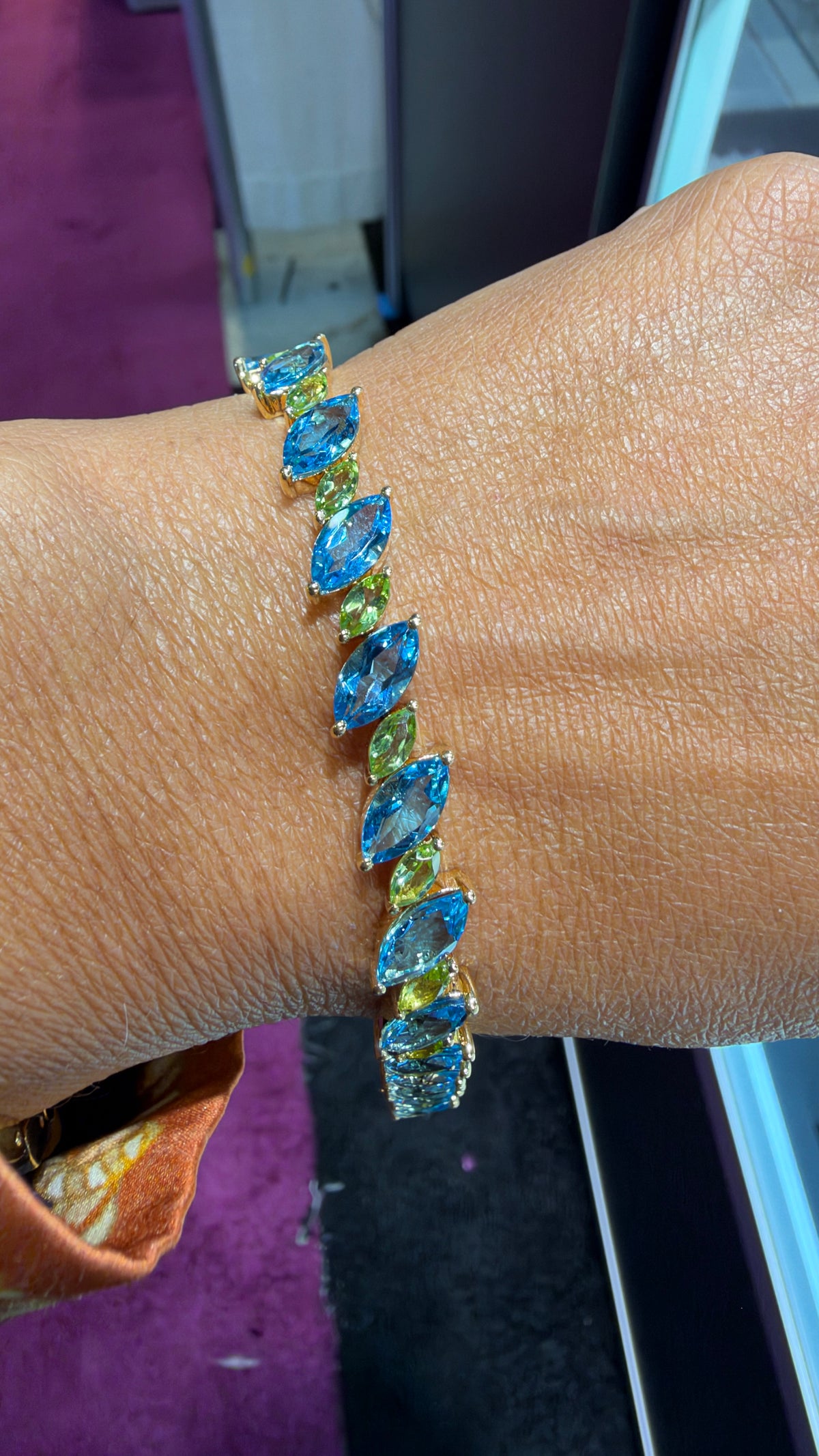 14k Yellow Gold Bracelet With Topaz And Peridot