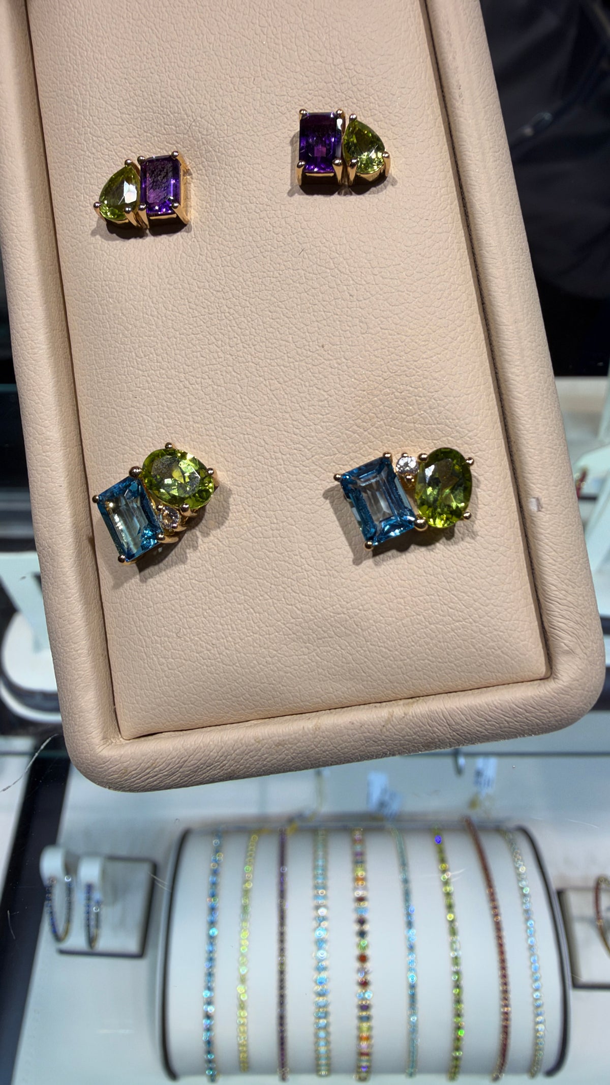 14k Yellow Gold Earrings With Peridot And Topaz