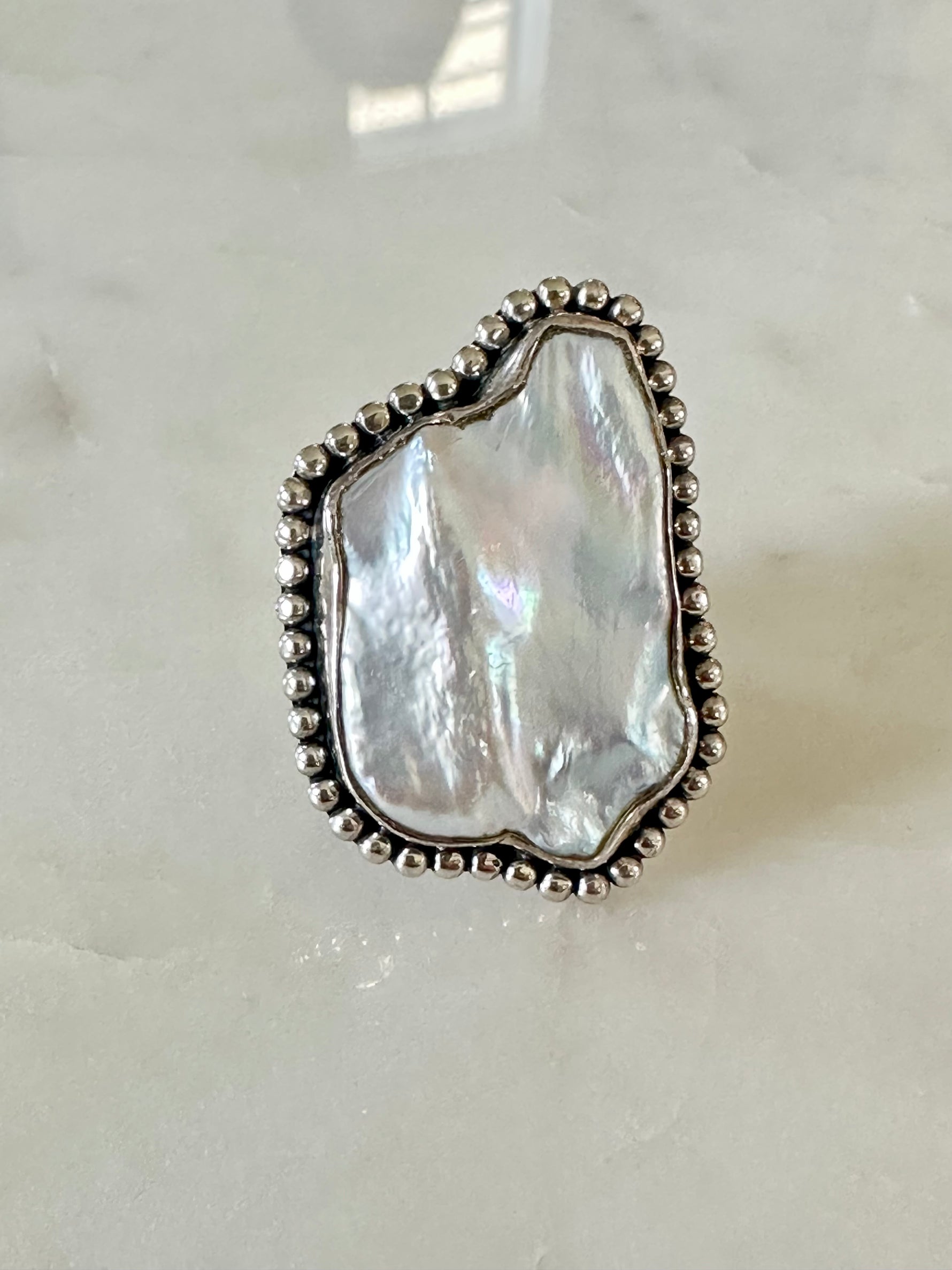 Biwa White Pearl Ring | Ulka Rocks
