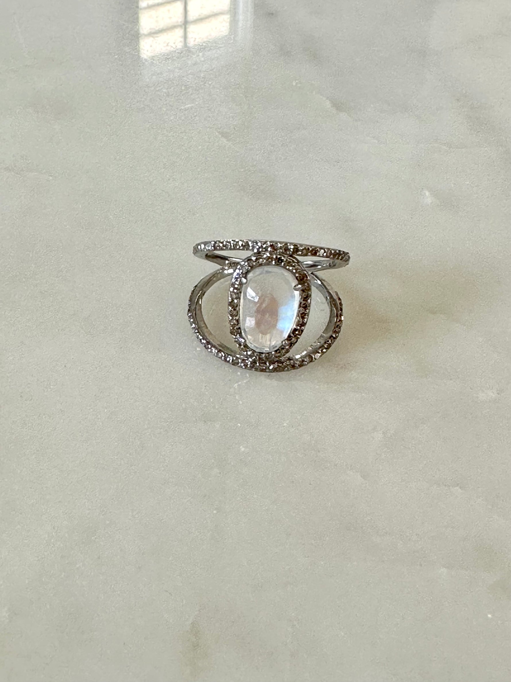 Blue Moonstone Diamond Ring | Ulka Rocks