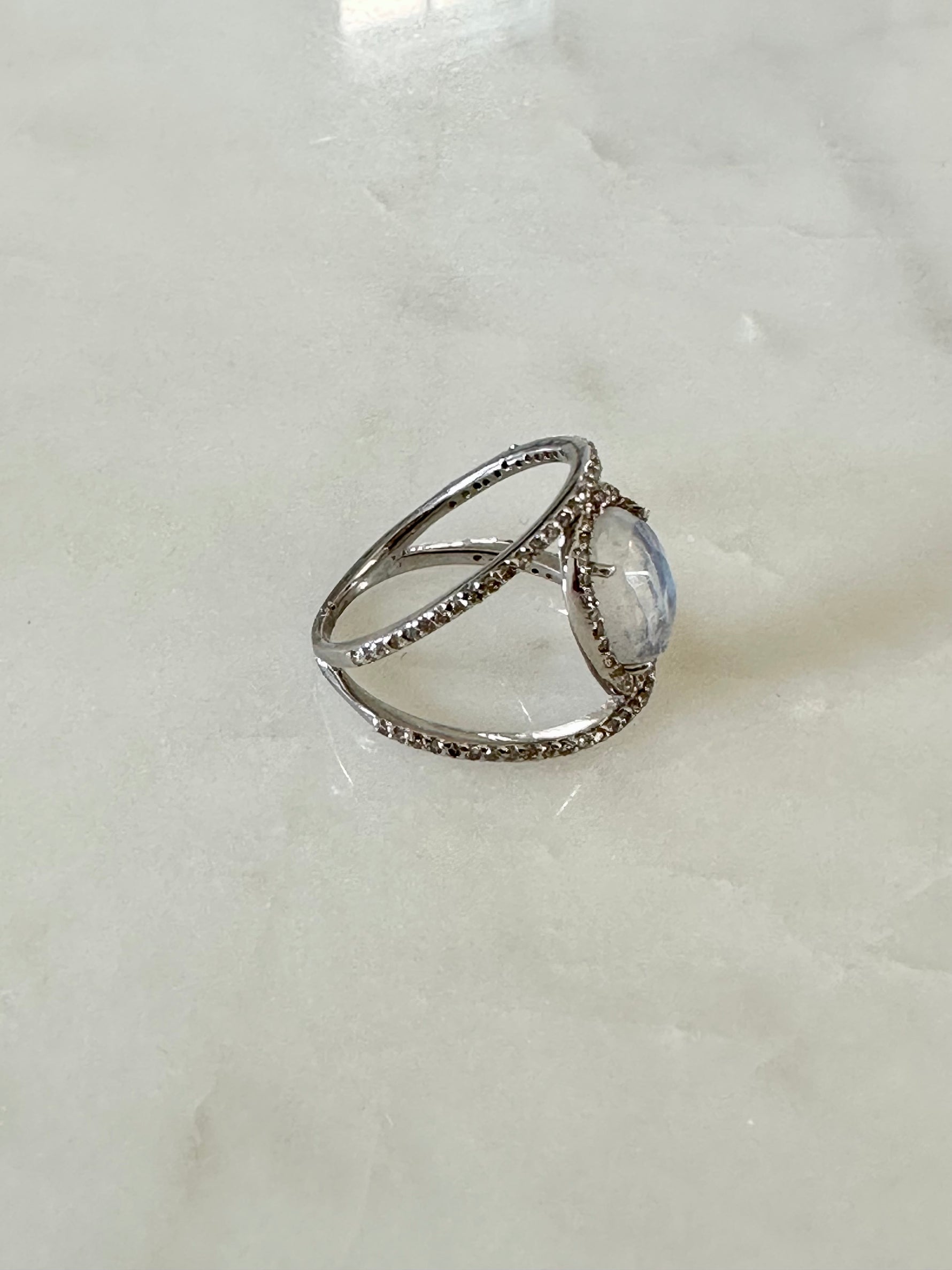 Blue Moonstone Diamond Ring | Ulka Rocks